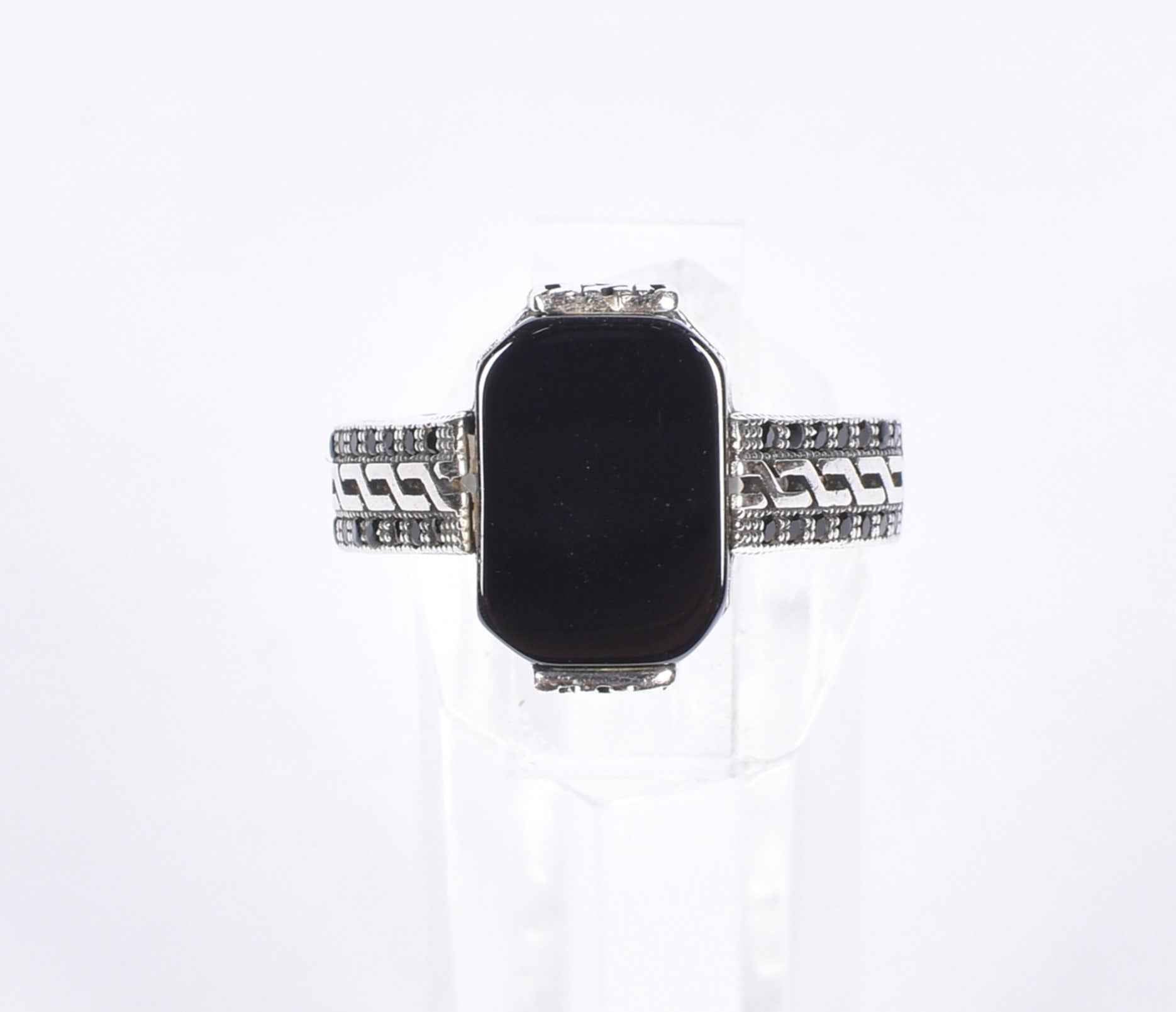 Men’s Oxidised Black Stone Silver Ring