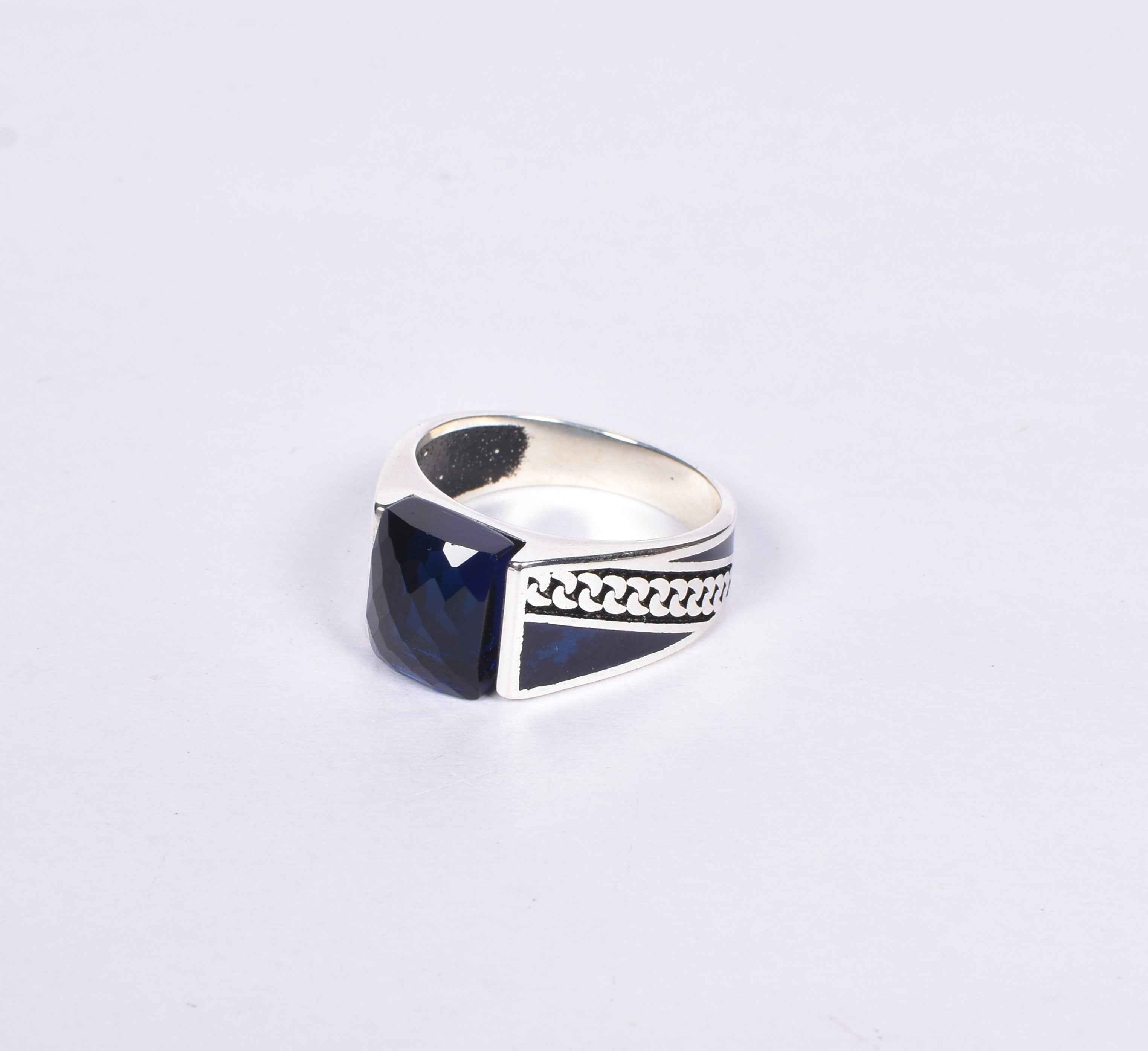 Men’s Blue Gem Silver Ring