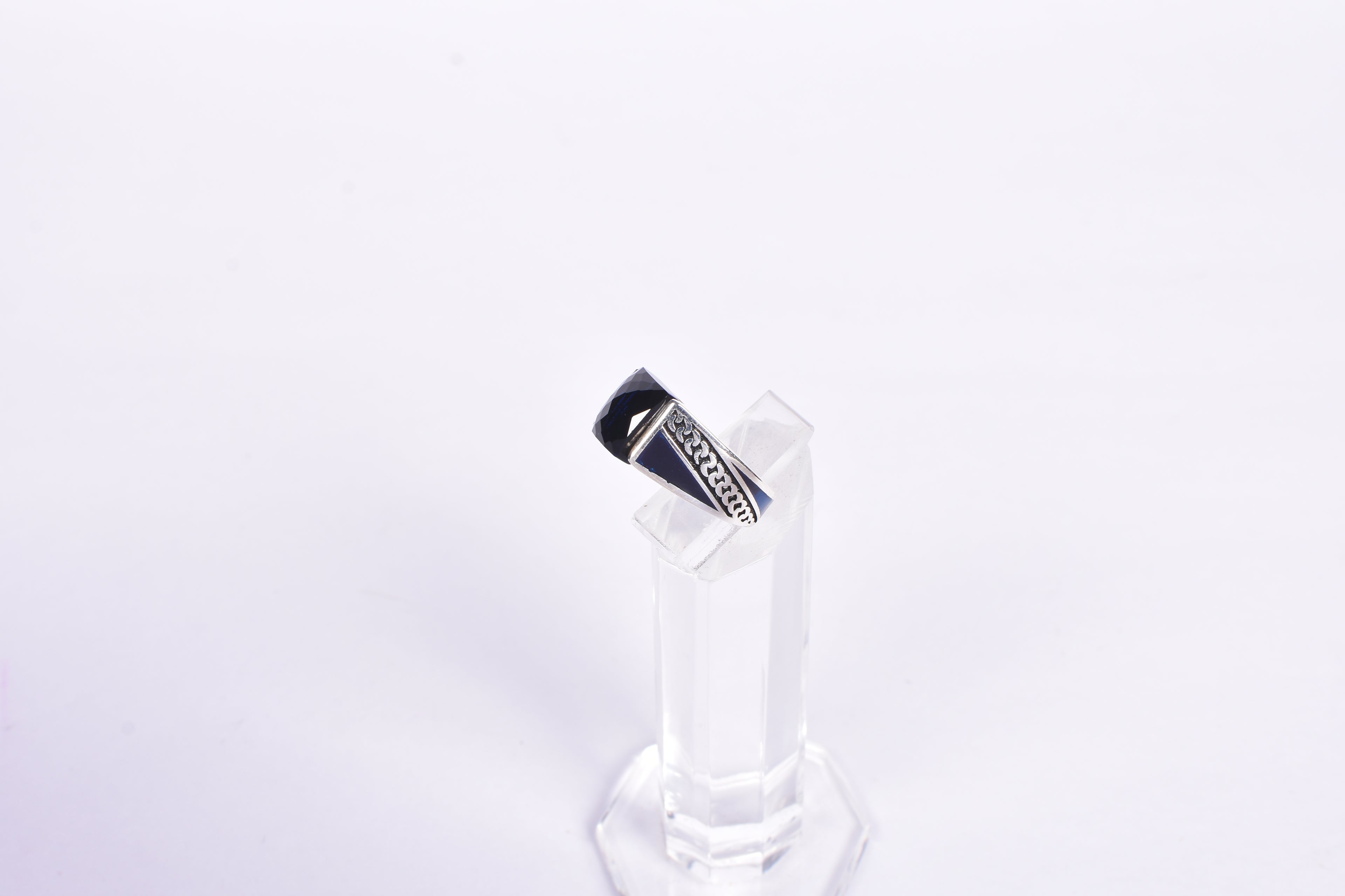 Men’s Blue Gem Silver Ring - Savi Jewel