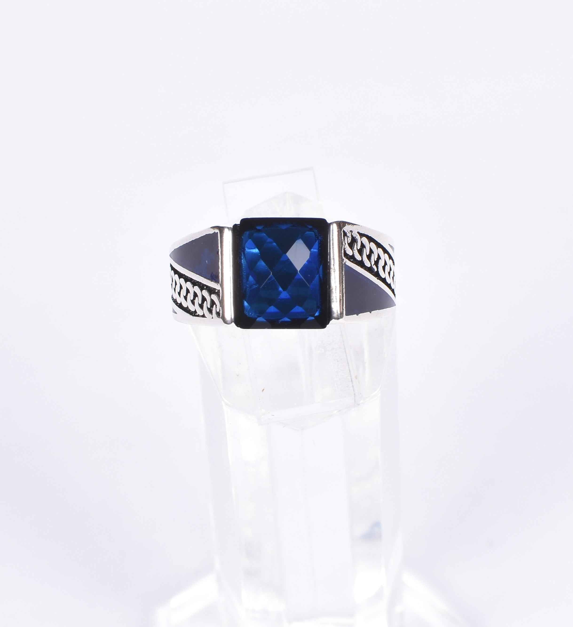 Men’s Blue Gem Silver Ring