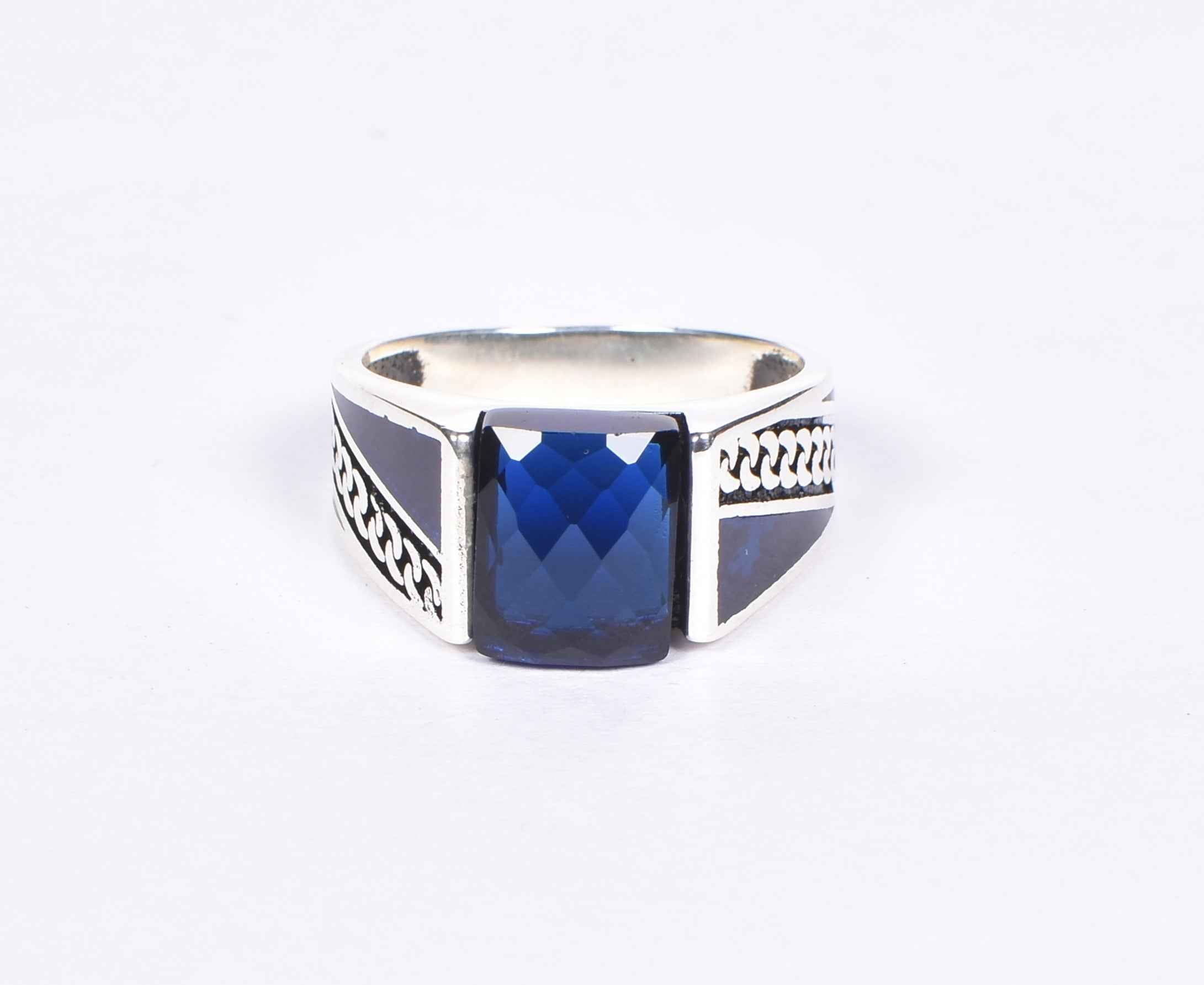 Men’s Blue Gem Silver Ring