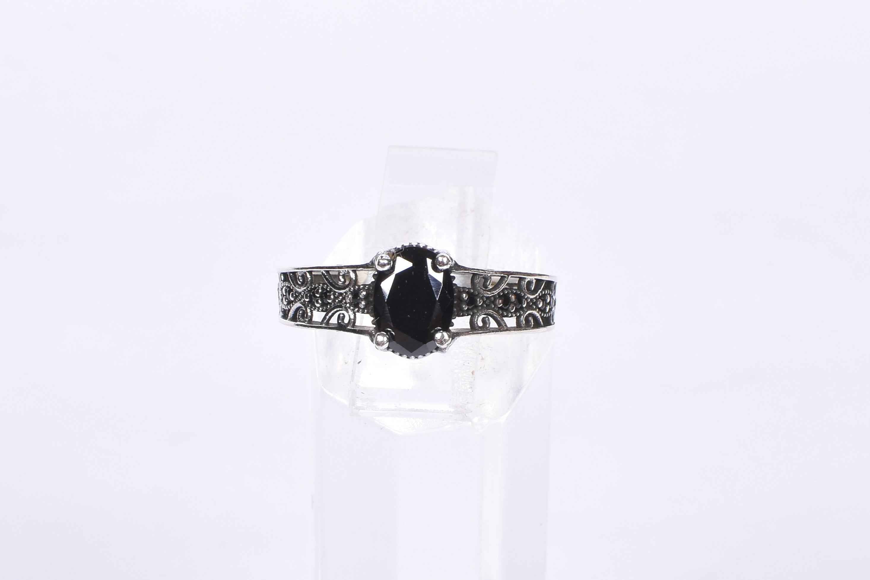 Men’s Black Oval Silver Ring