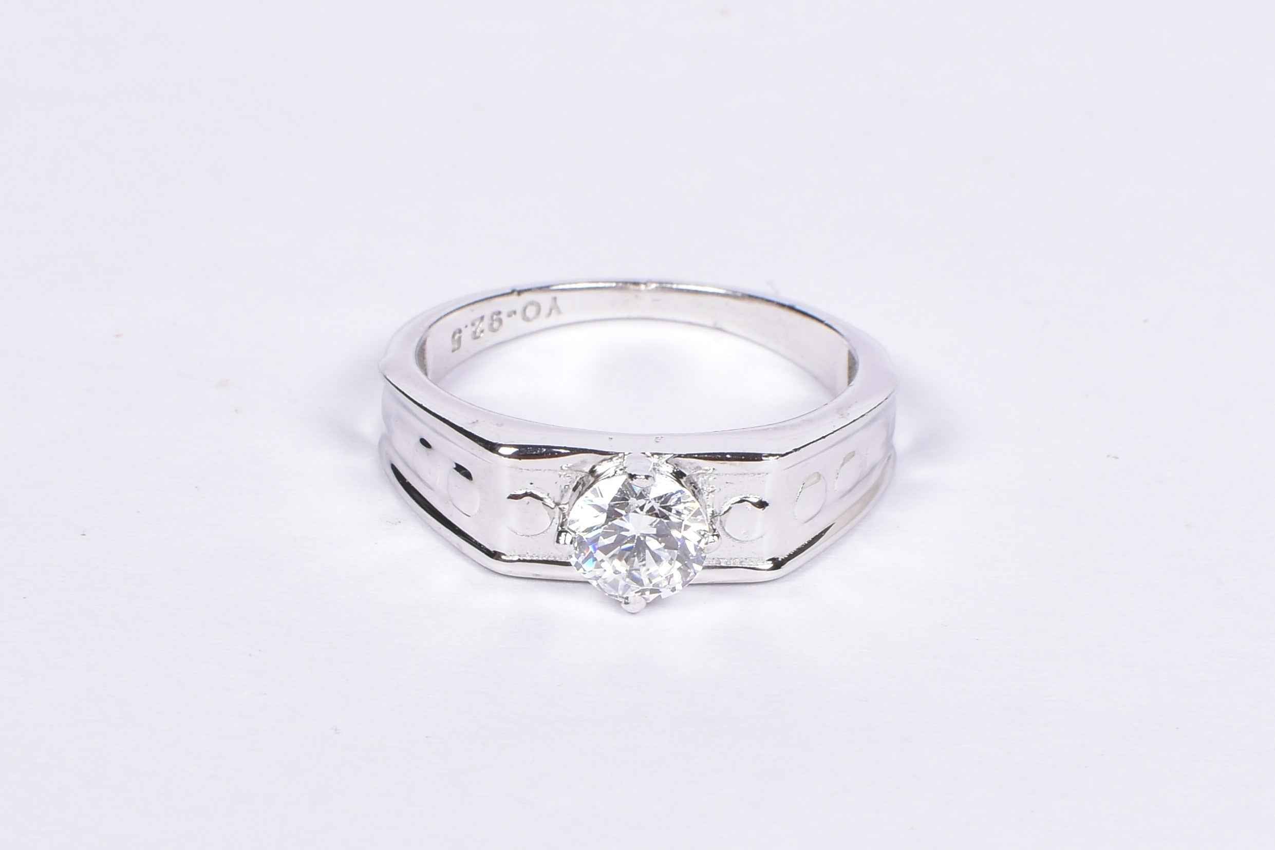 Men’s Sterling Silver Ring with CZ Stone