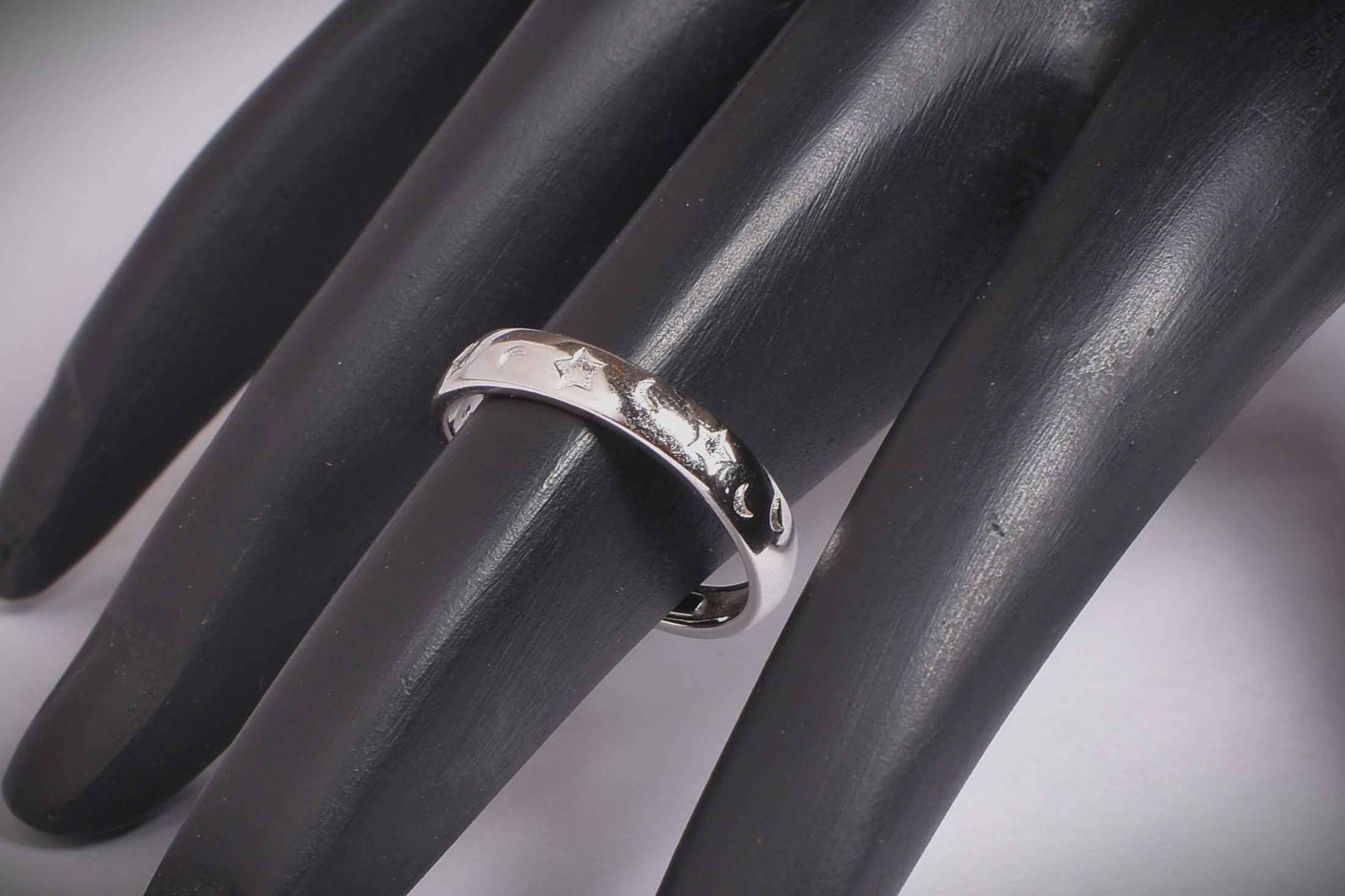 Adjustable Sterling Silver Star & Moon Ring