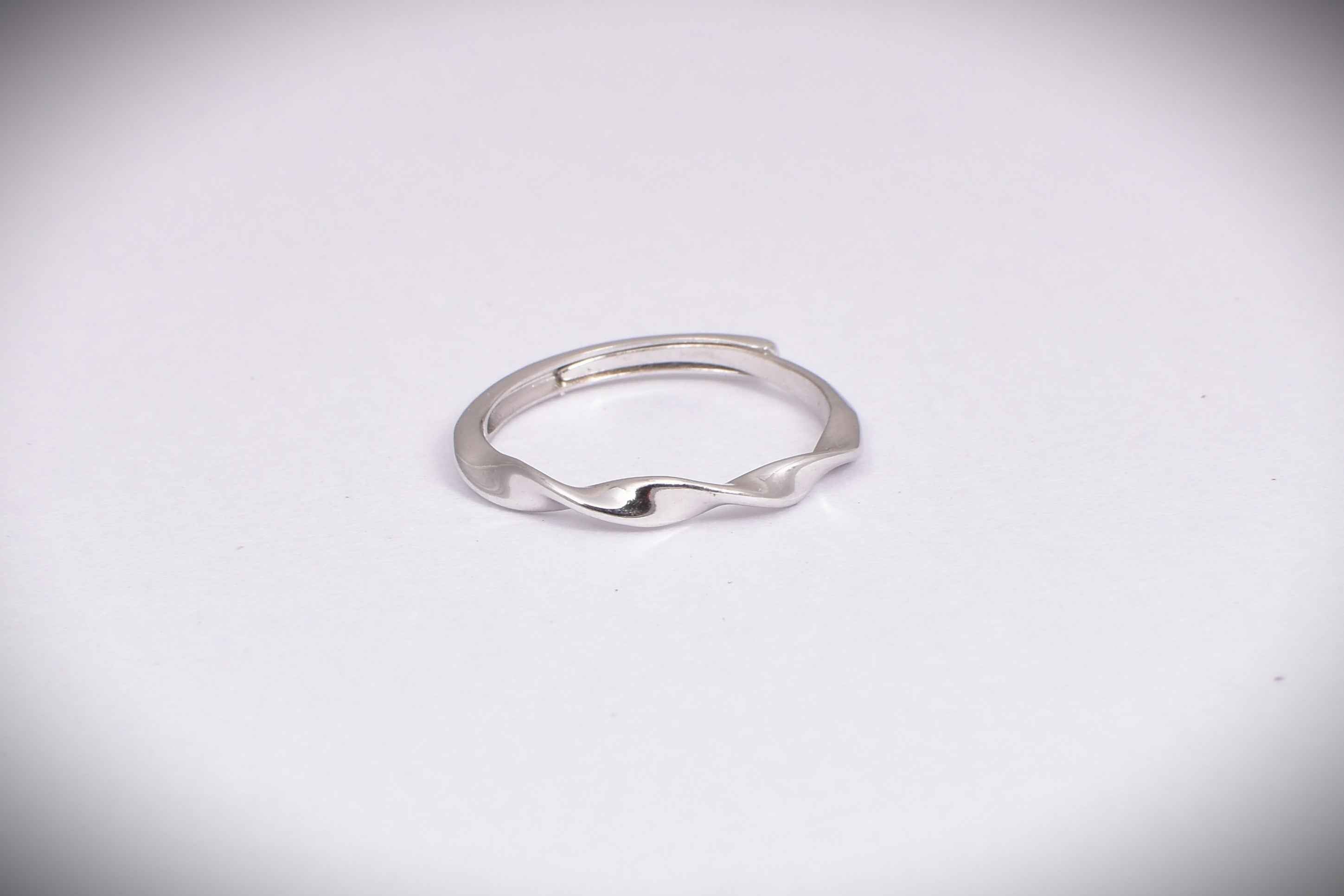 Adjustable Sterling Silver Wavy Band Ring