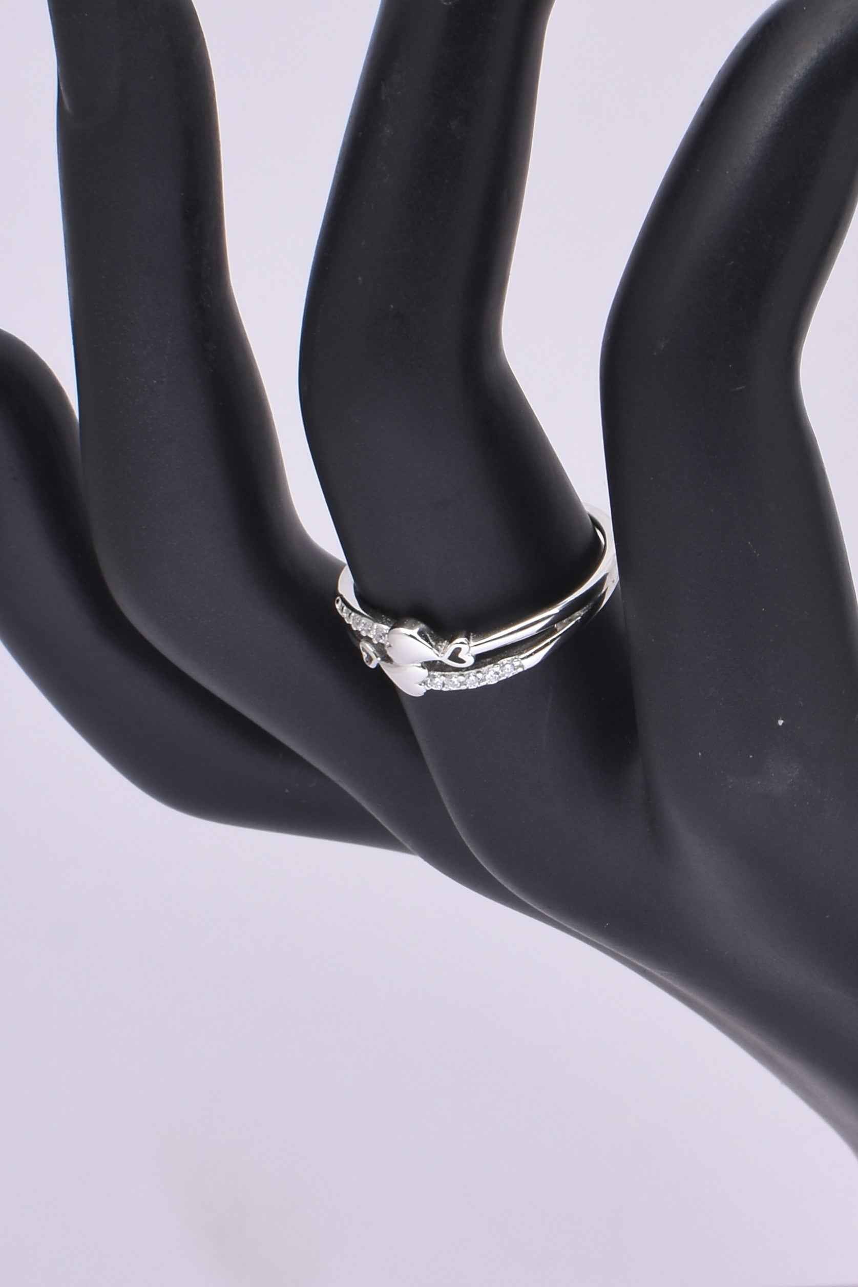 Silver Heart CZ Accent Ring