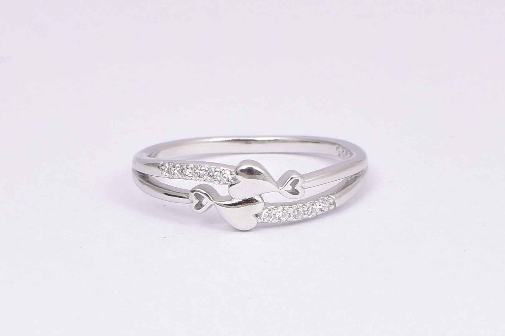 Silver Heart CZ Accent Ring