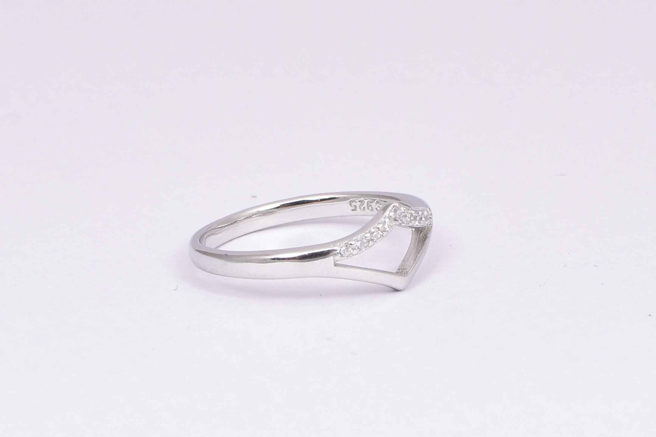 Sterling Silver Geometric CZ Ring
