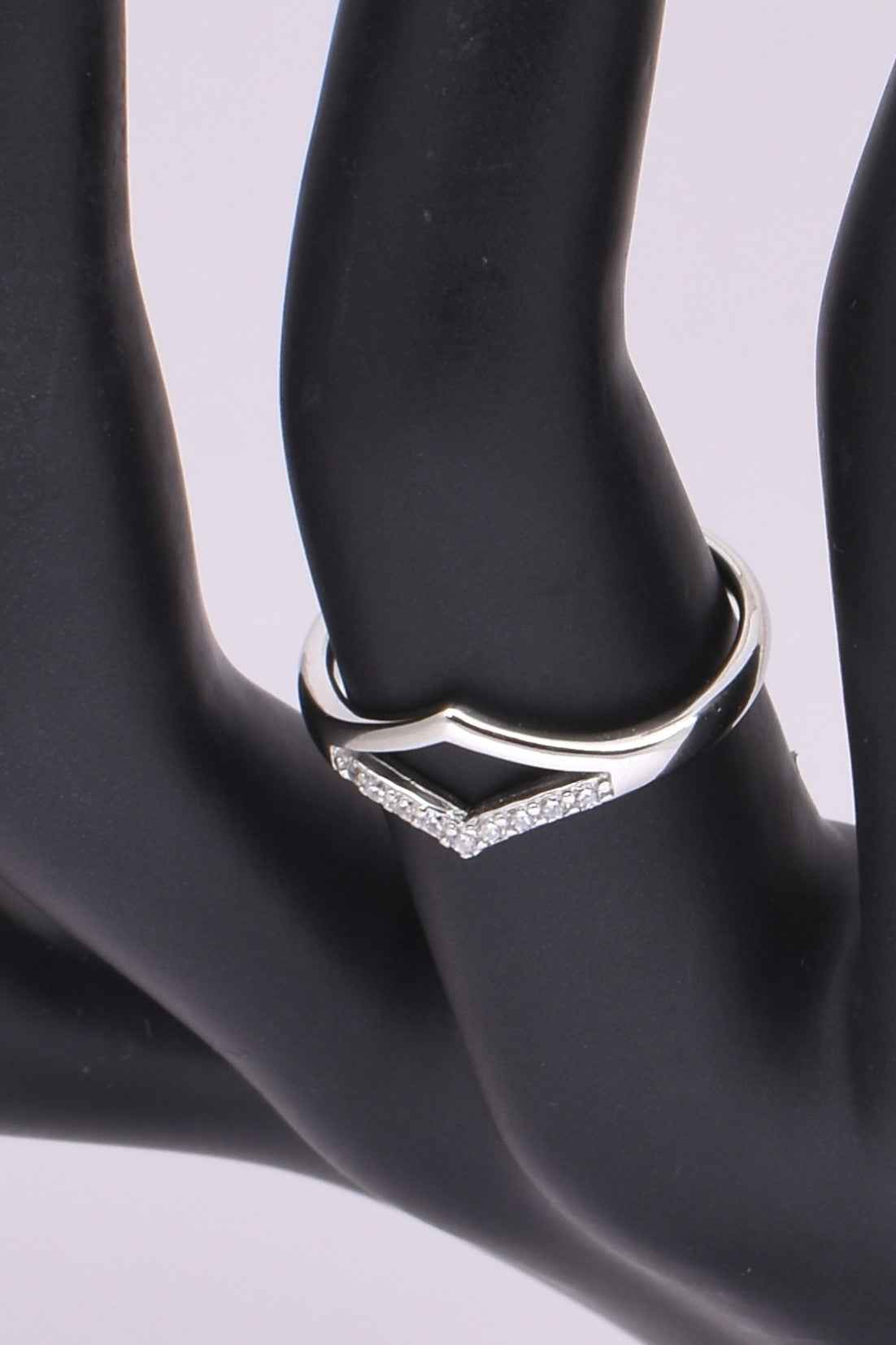 Sterling Silver Geometric CZ Ring