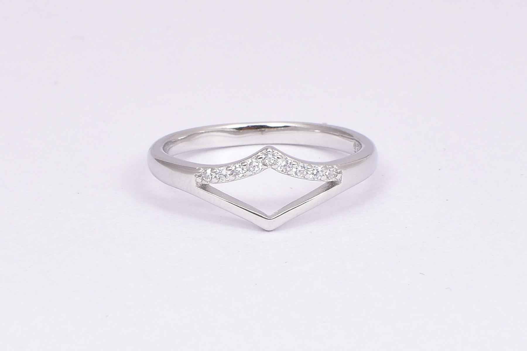 Sterling Silver Geometric CZ Ring
