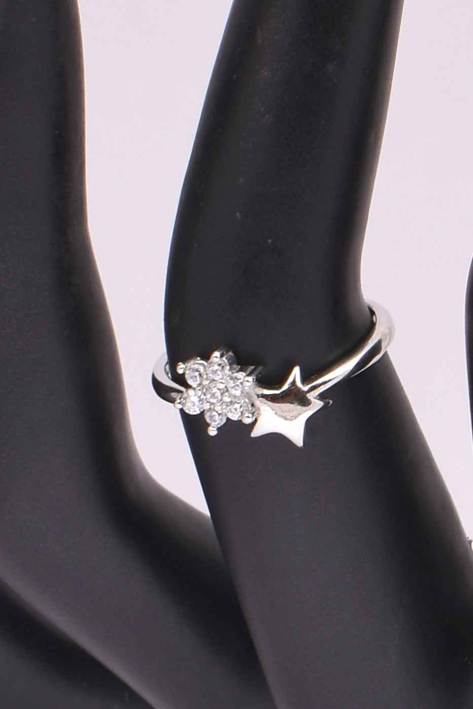 Sterling Silver Star & Snowflake CZ Ring