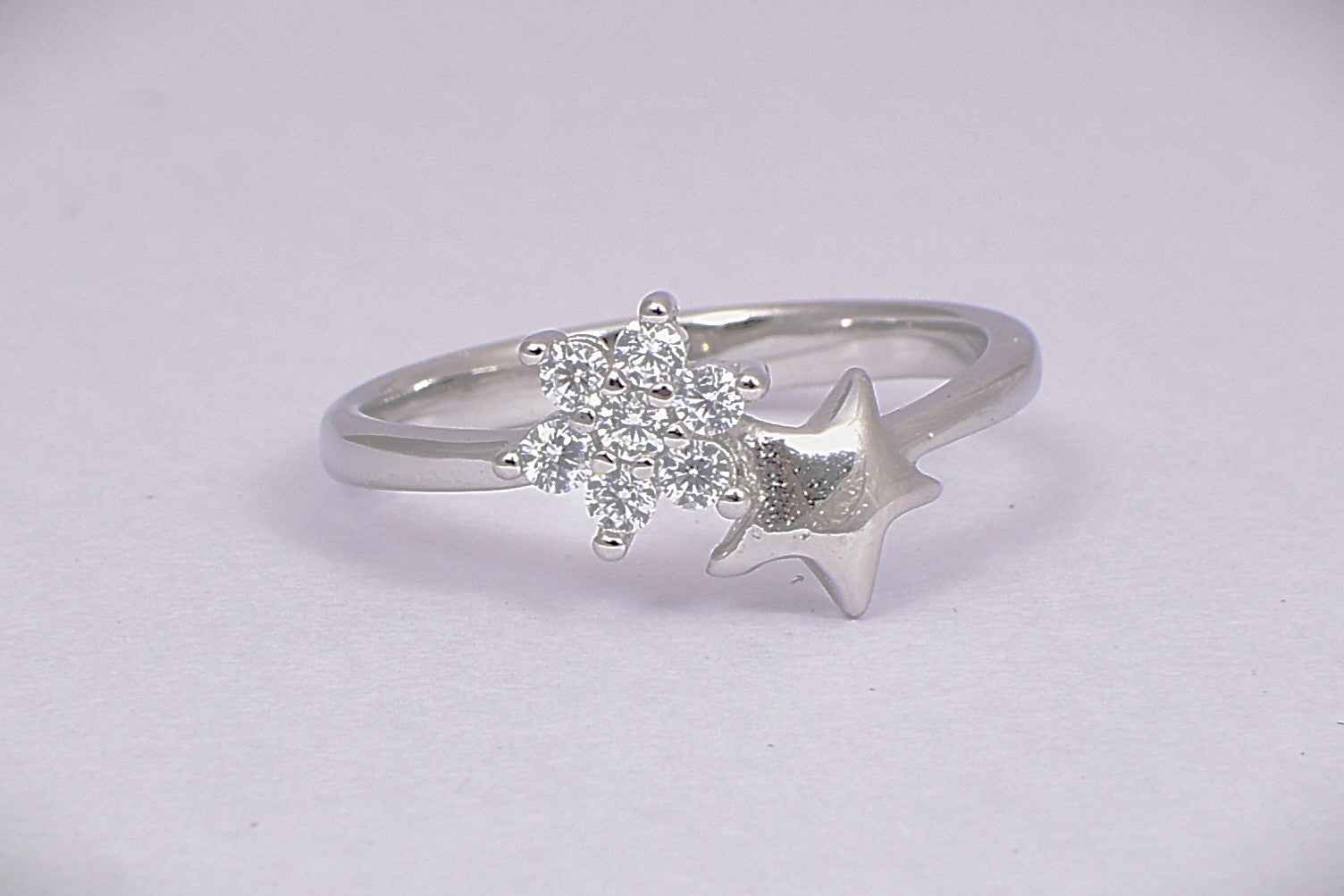 Sterling Silver Star & Snowflake CZ Ring
