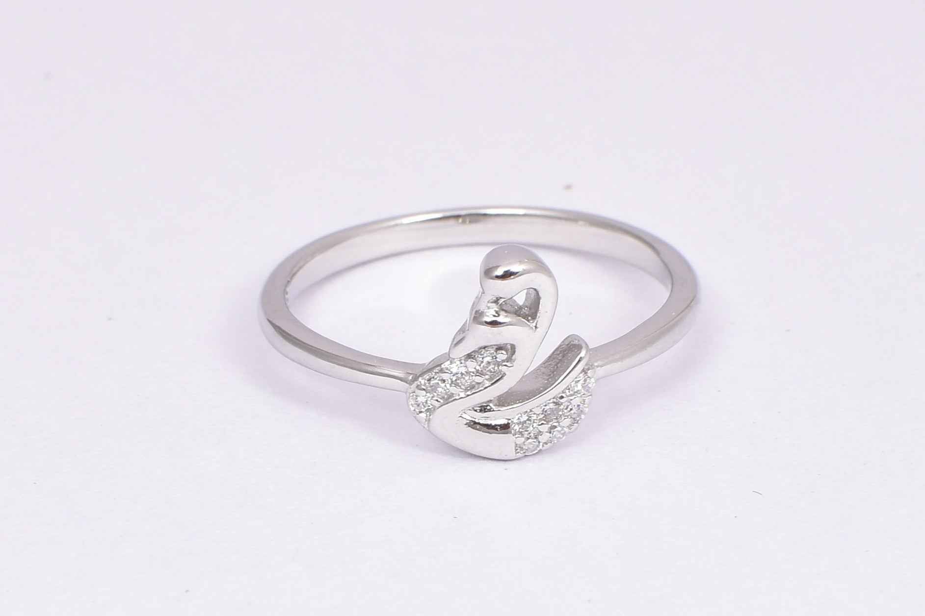Sterling Silver Swan CZ Ring Elegant Design