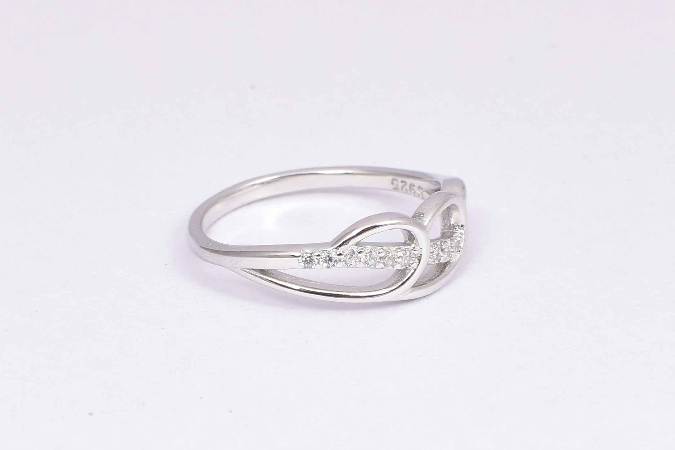 Sterling Silver Interlocking CZ Hearts Ring
