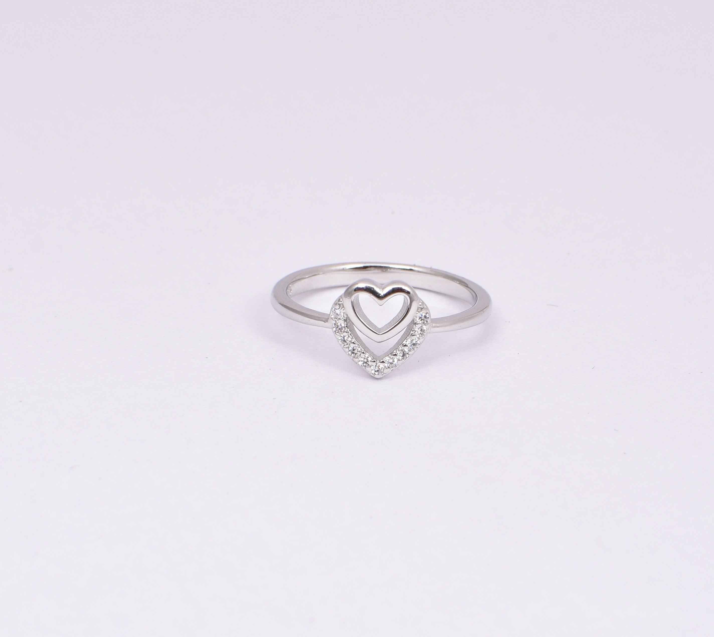 Sterling Silver Double Heart CZ Promise Ring