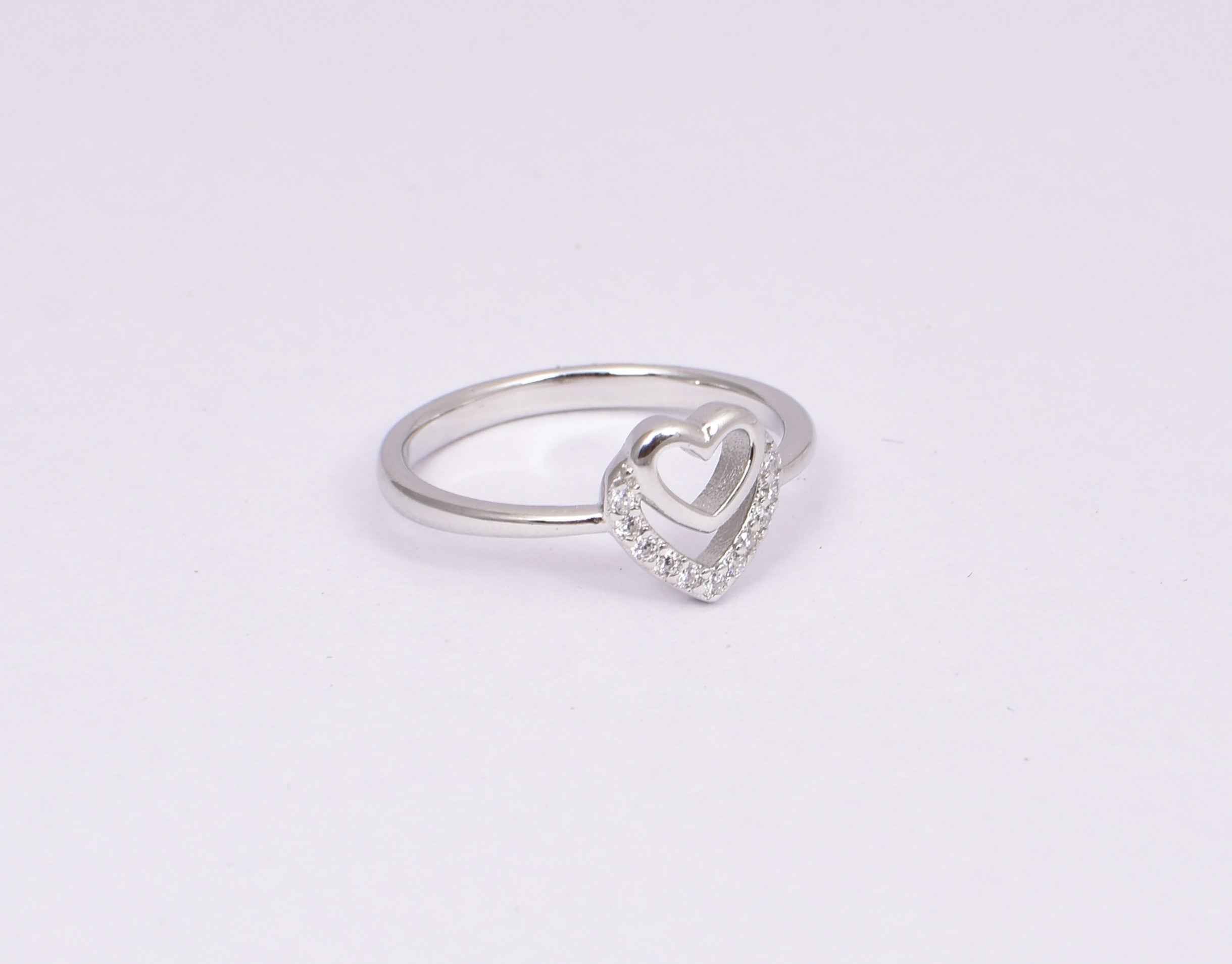 Sterling Silver Double Heart CZ Promise Ring
