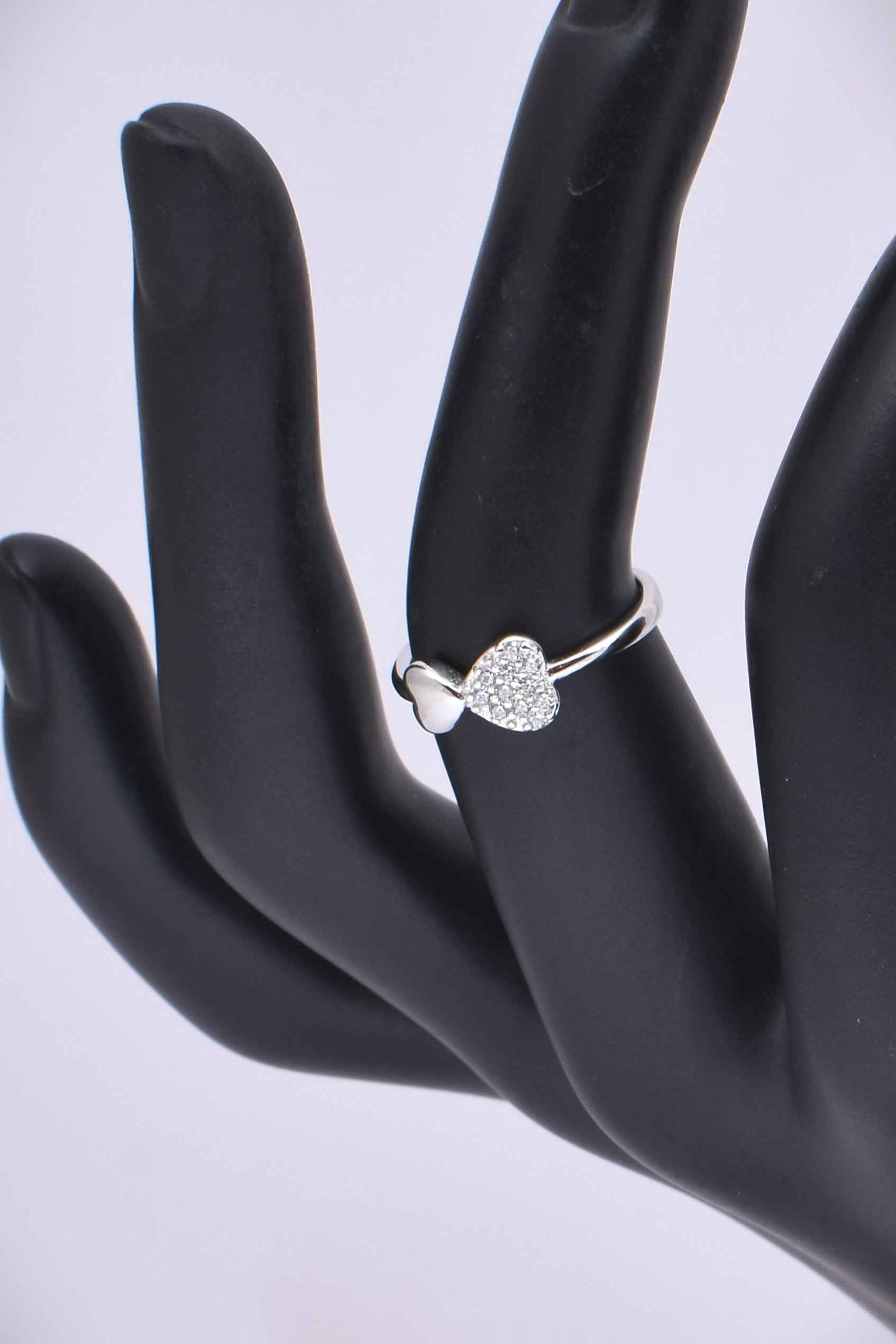 Sterling Silver Heart CZ Accent Ring