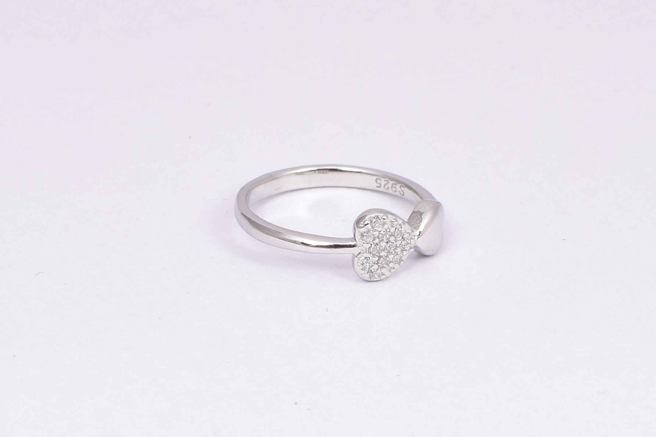 Sterling Silver Heart CZ Accent Ring