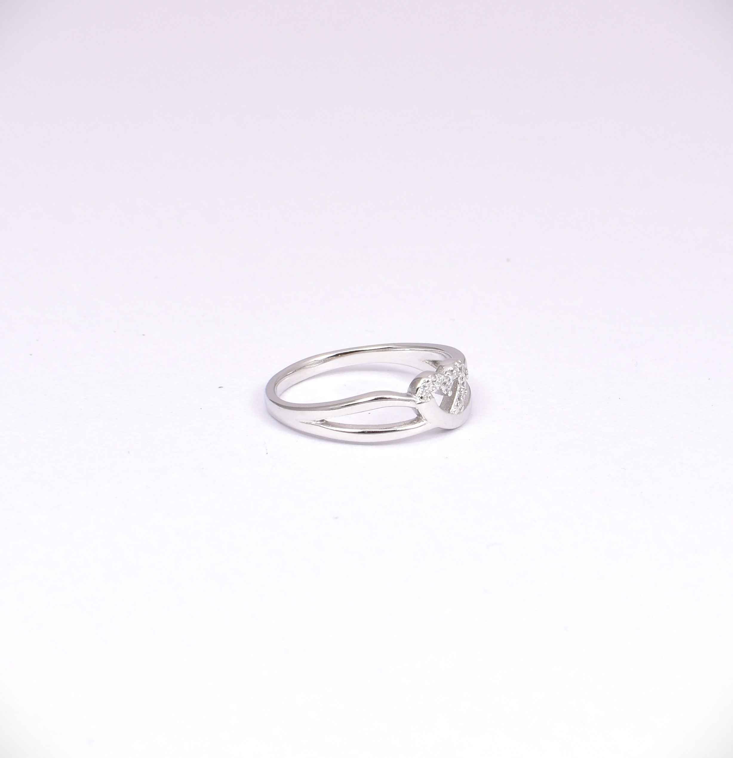 Sterling Silver Twisted Heart CZ Ring