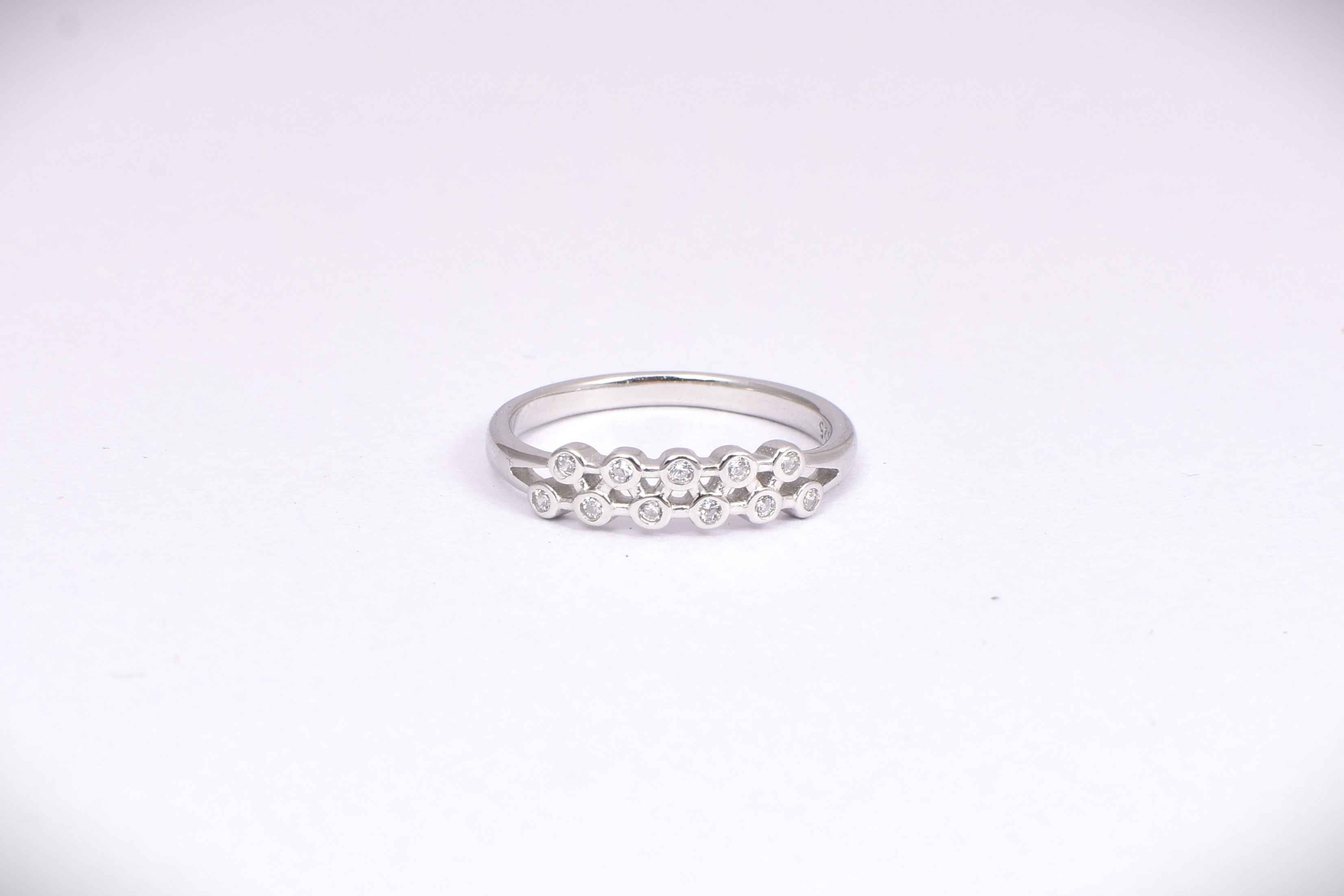 Sterling Silver Double Row CZ Ring