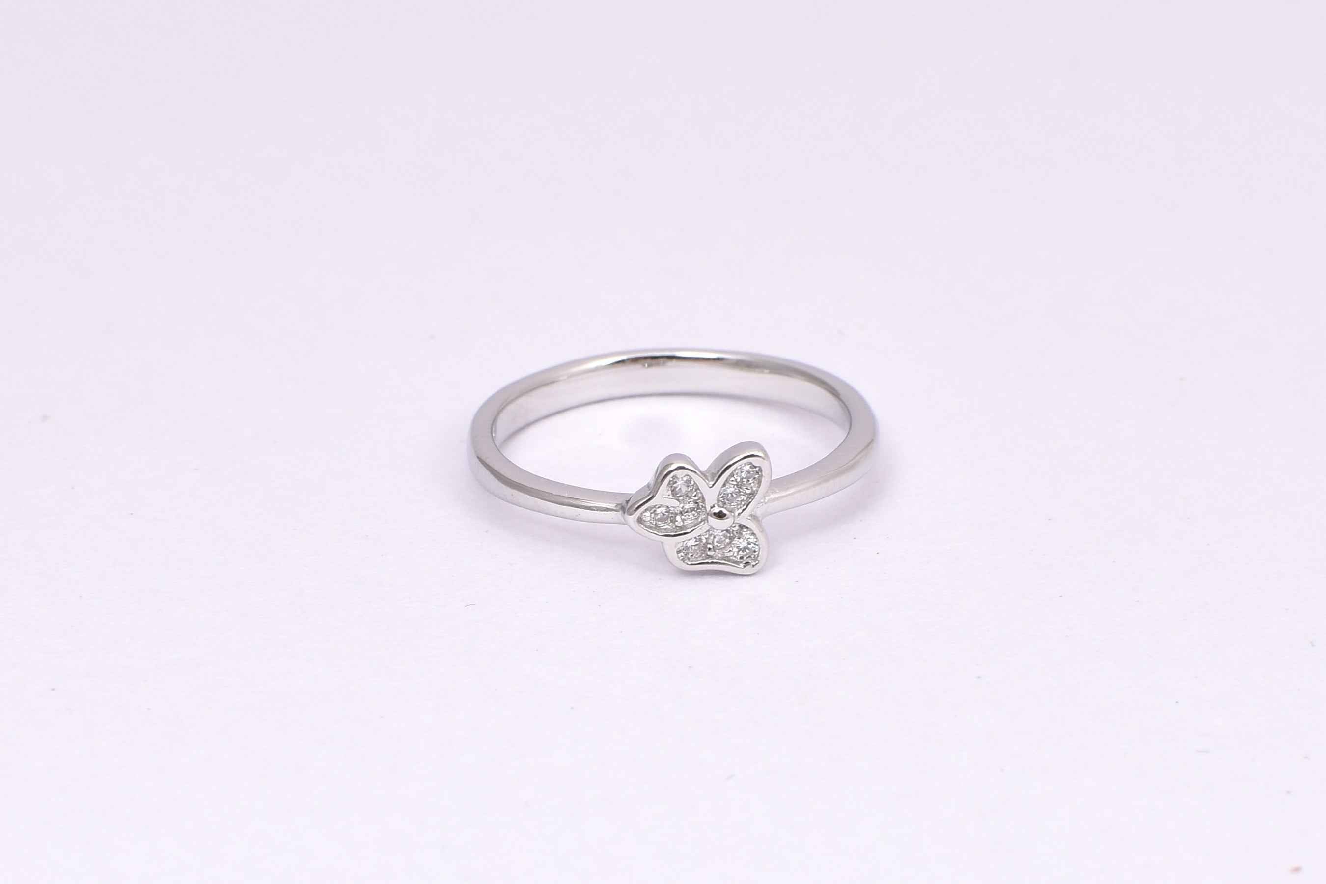 Butterfly Silver Diamond Ring