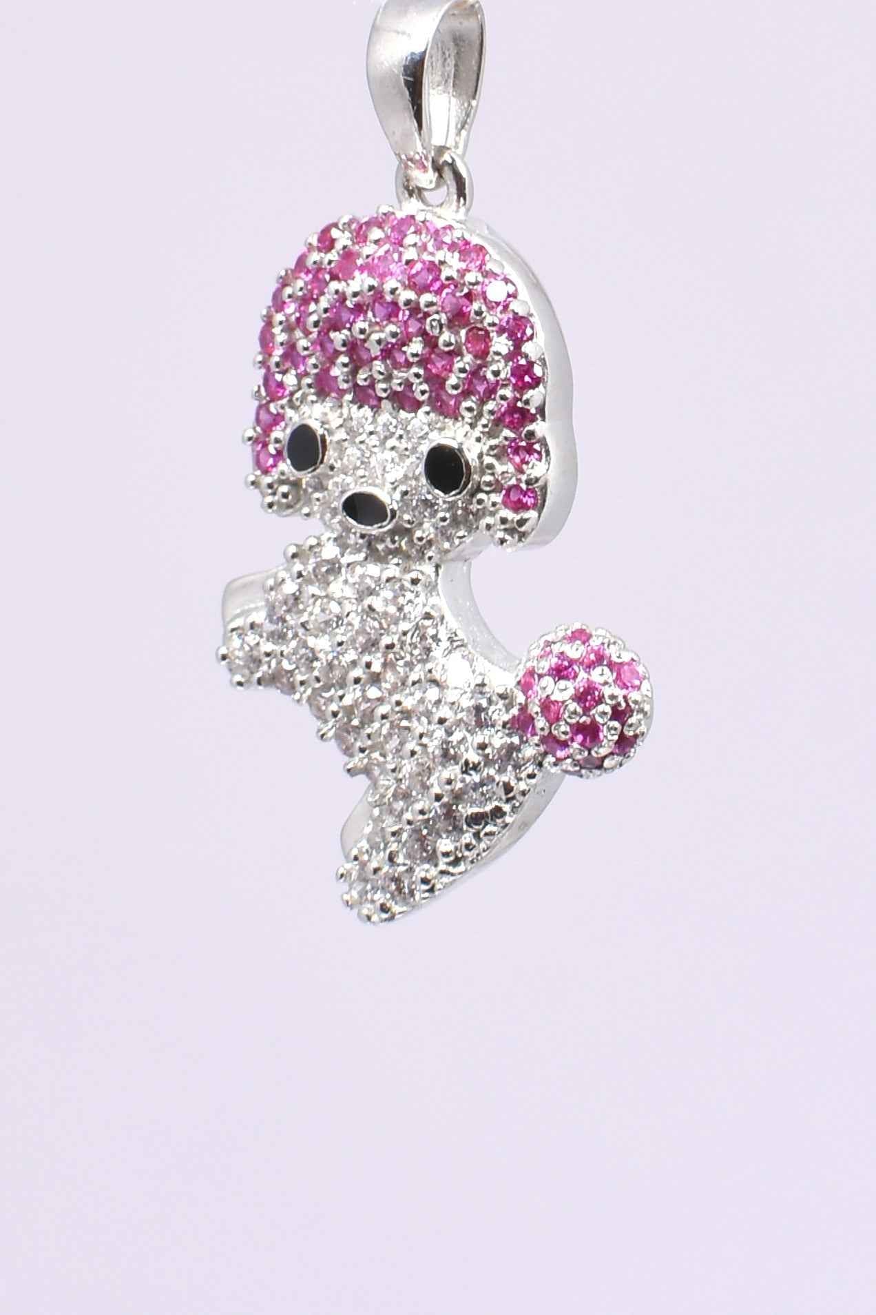Sparkling Poodle Pendant Necklace