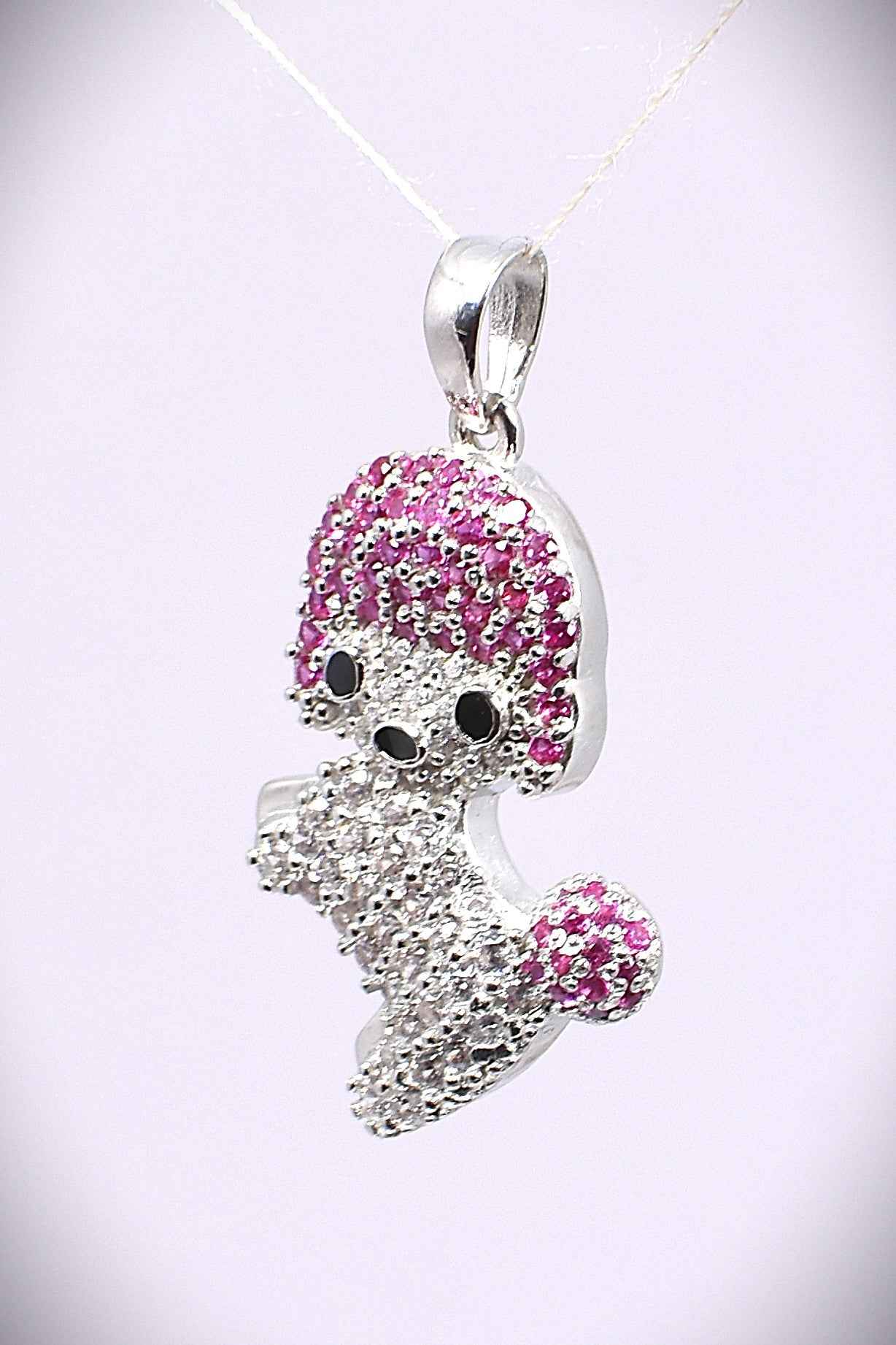 Sparkling Poodle Pendant Necklace
