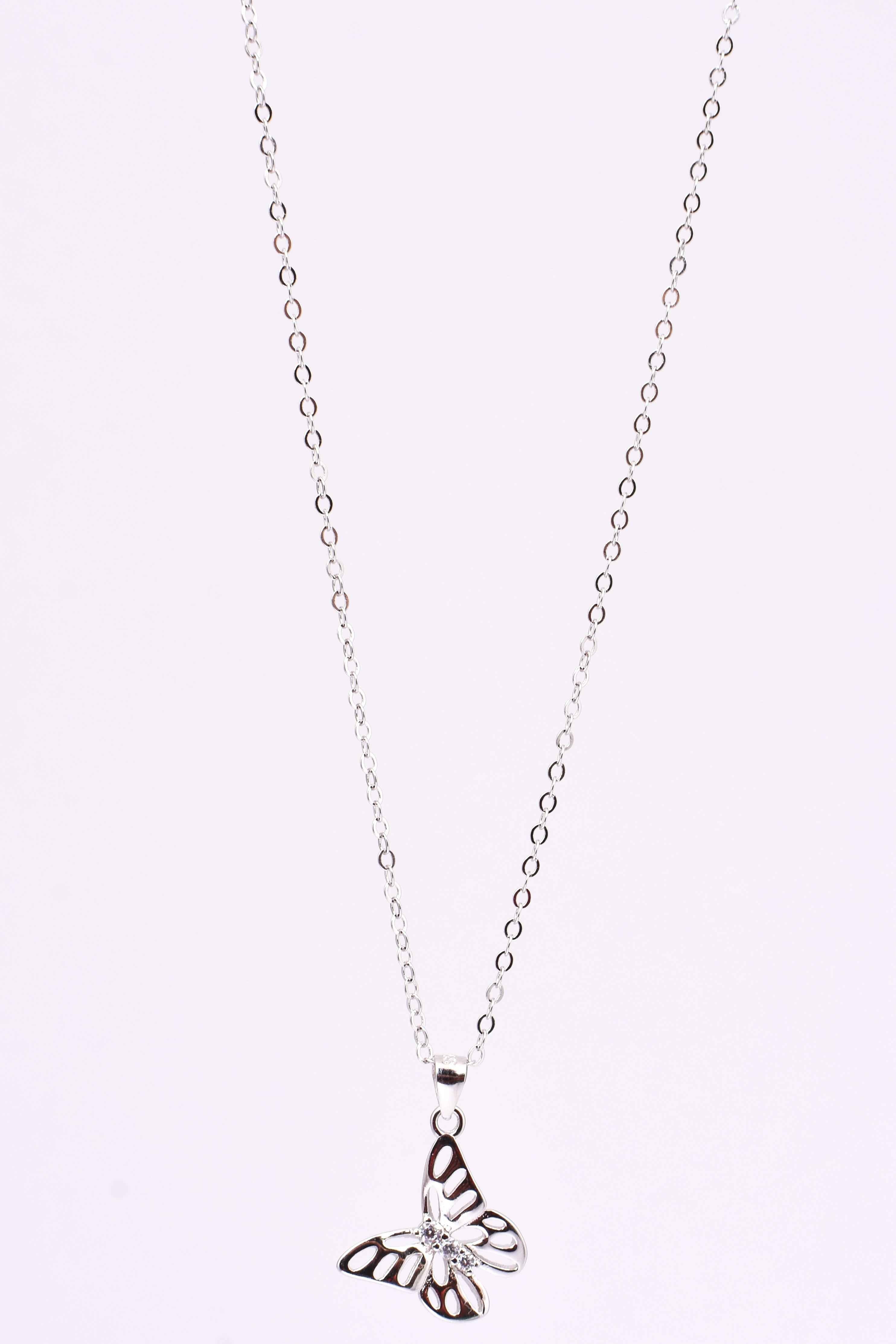 Silver Butterfly Pendant Necklace