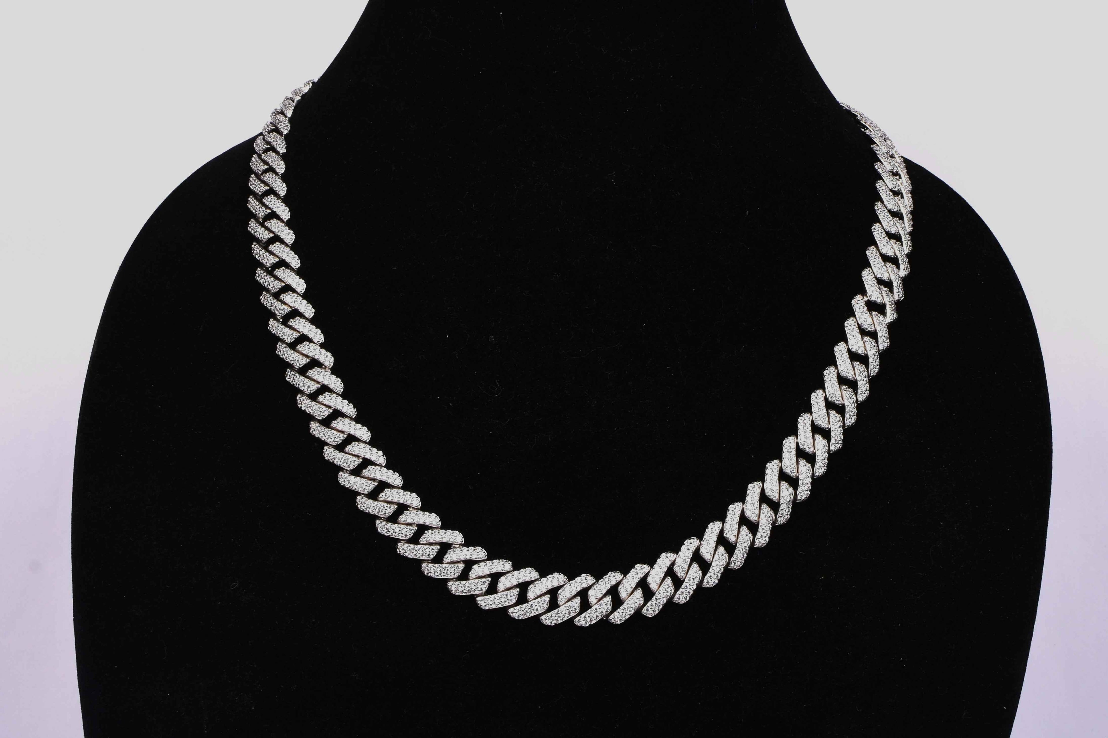 Diamond-Studded Silver Chain