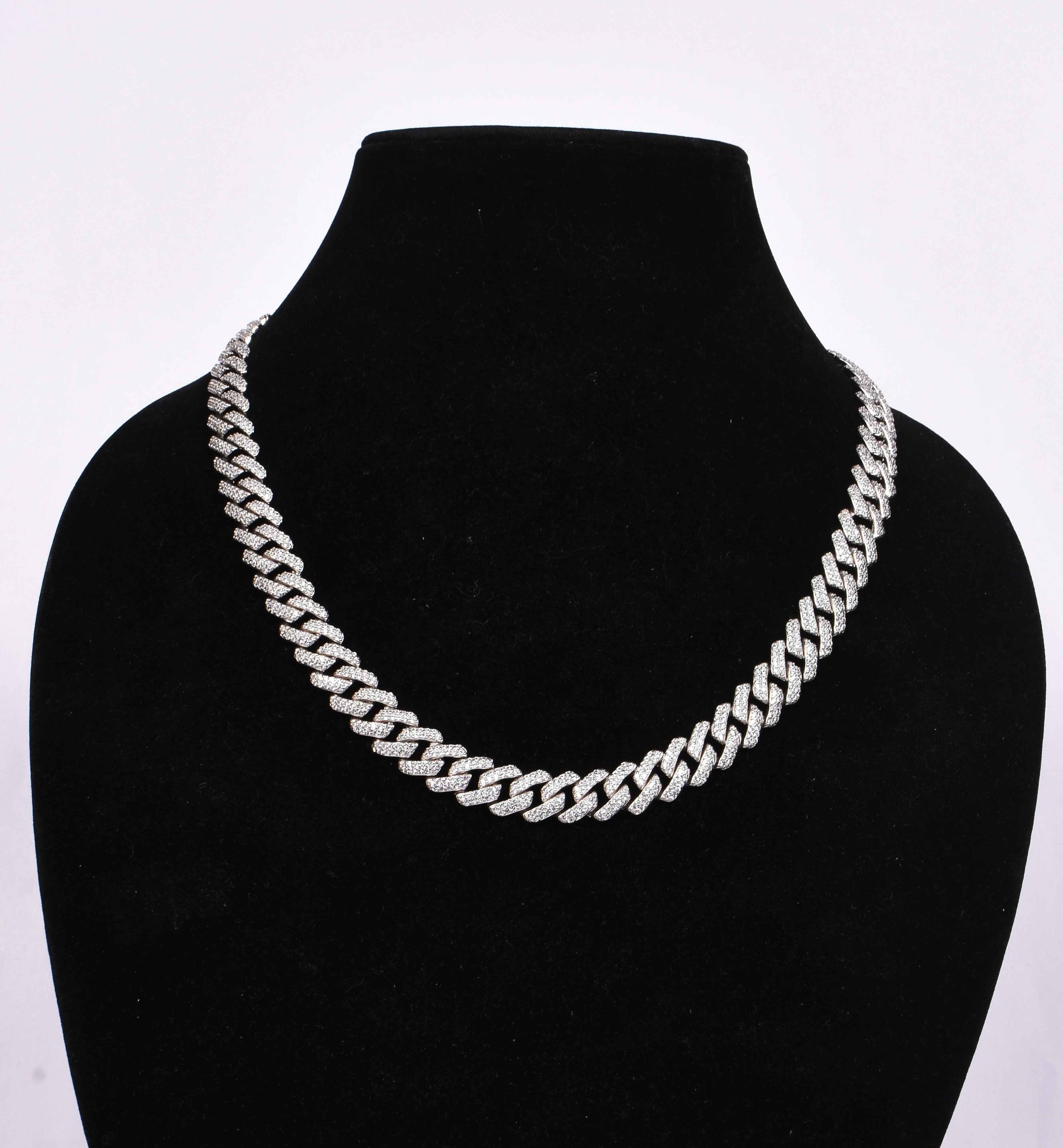 Diamond-Studded Silver Chain