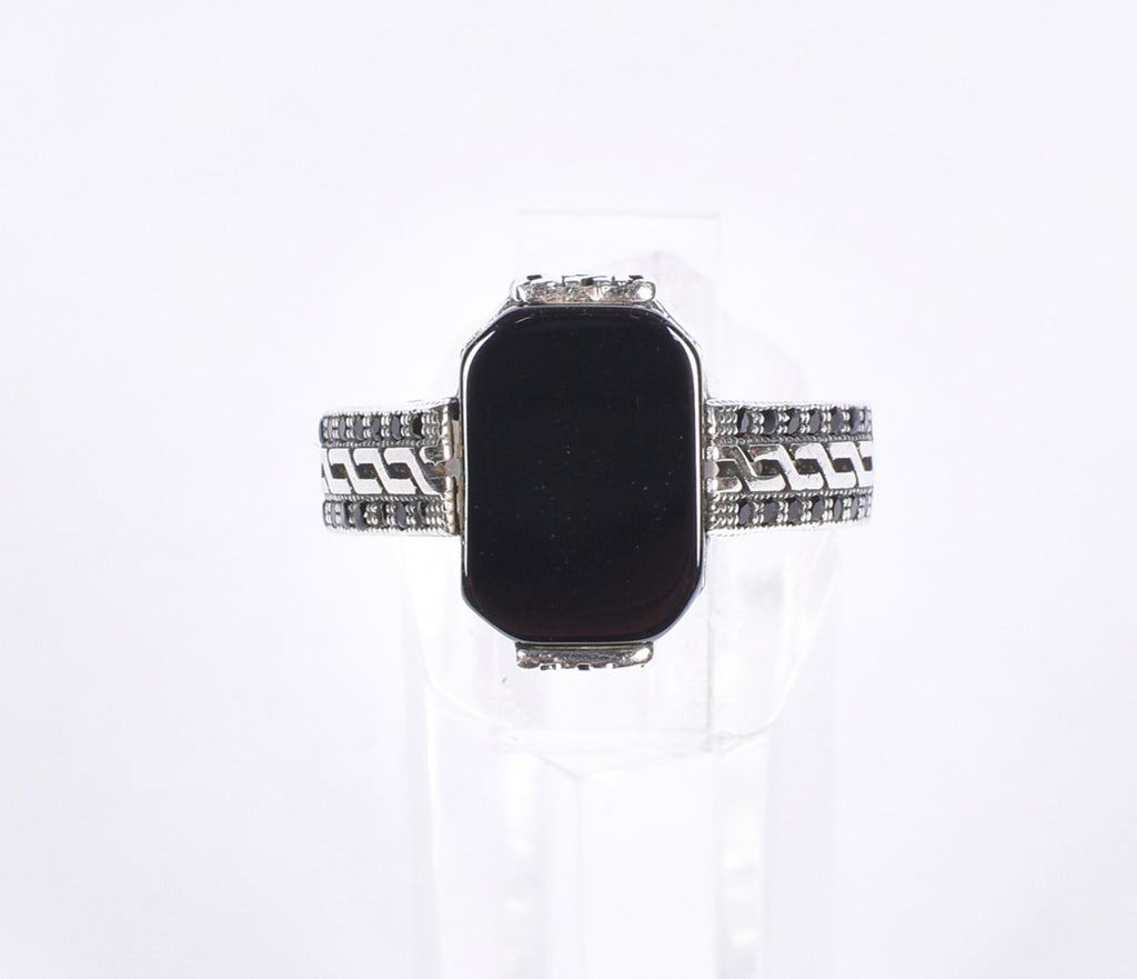 Men’s Black Stone Silver Ring