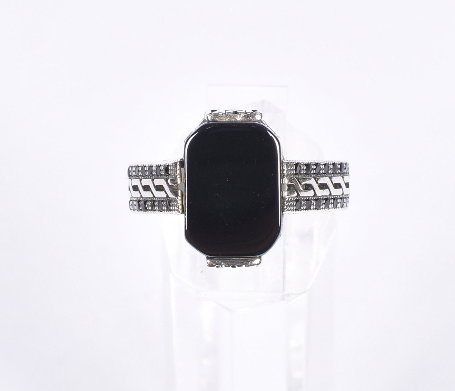 Men’s Black Stone Silver Ring