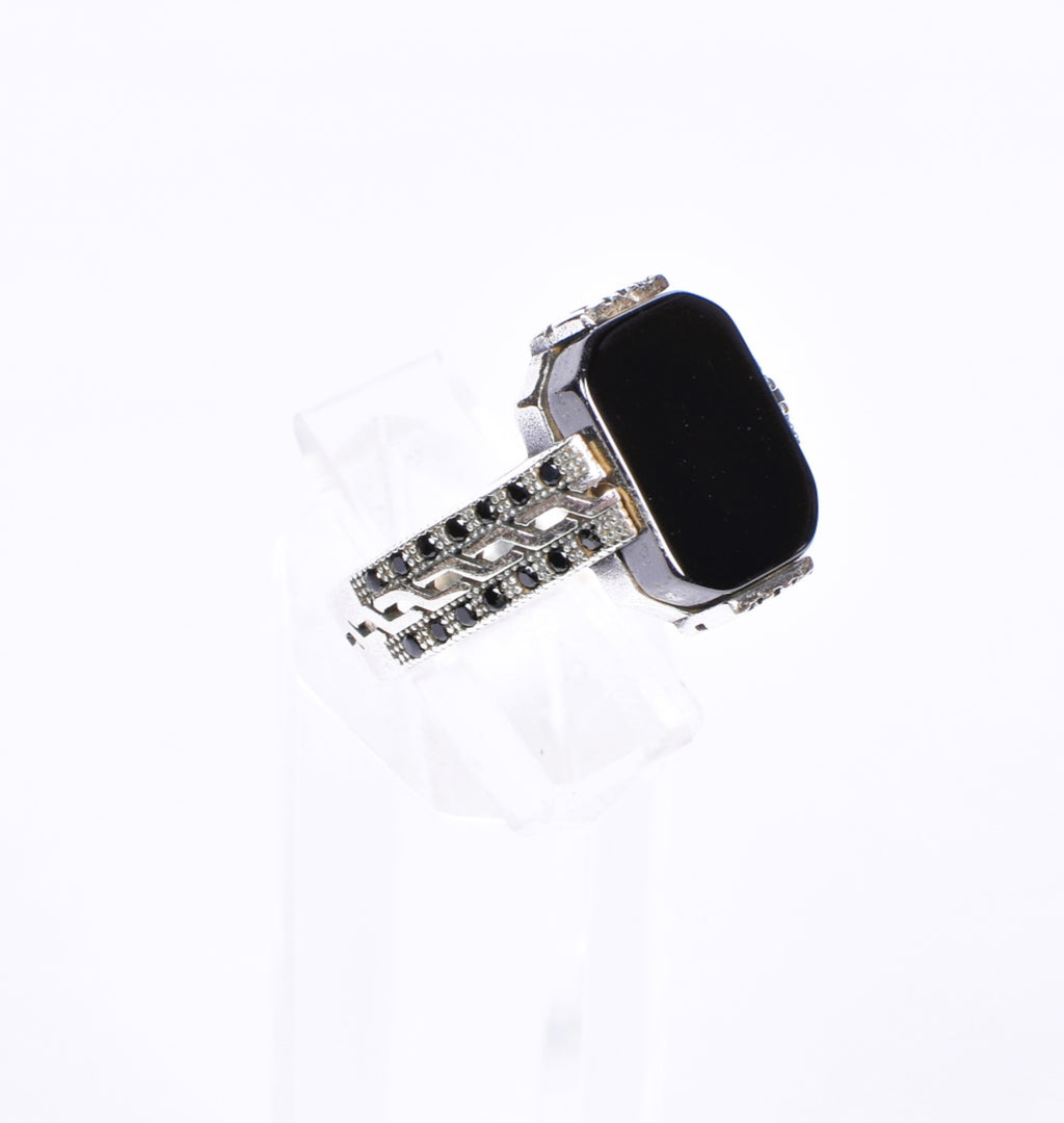 Men’s Black Stone Silver Ring