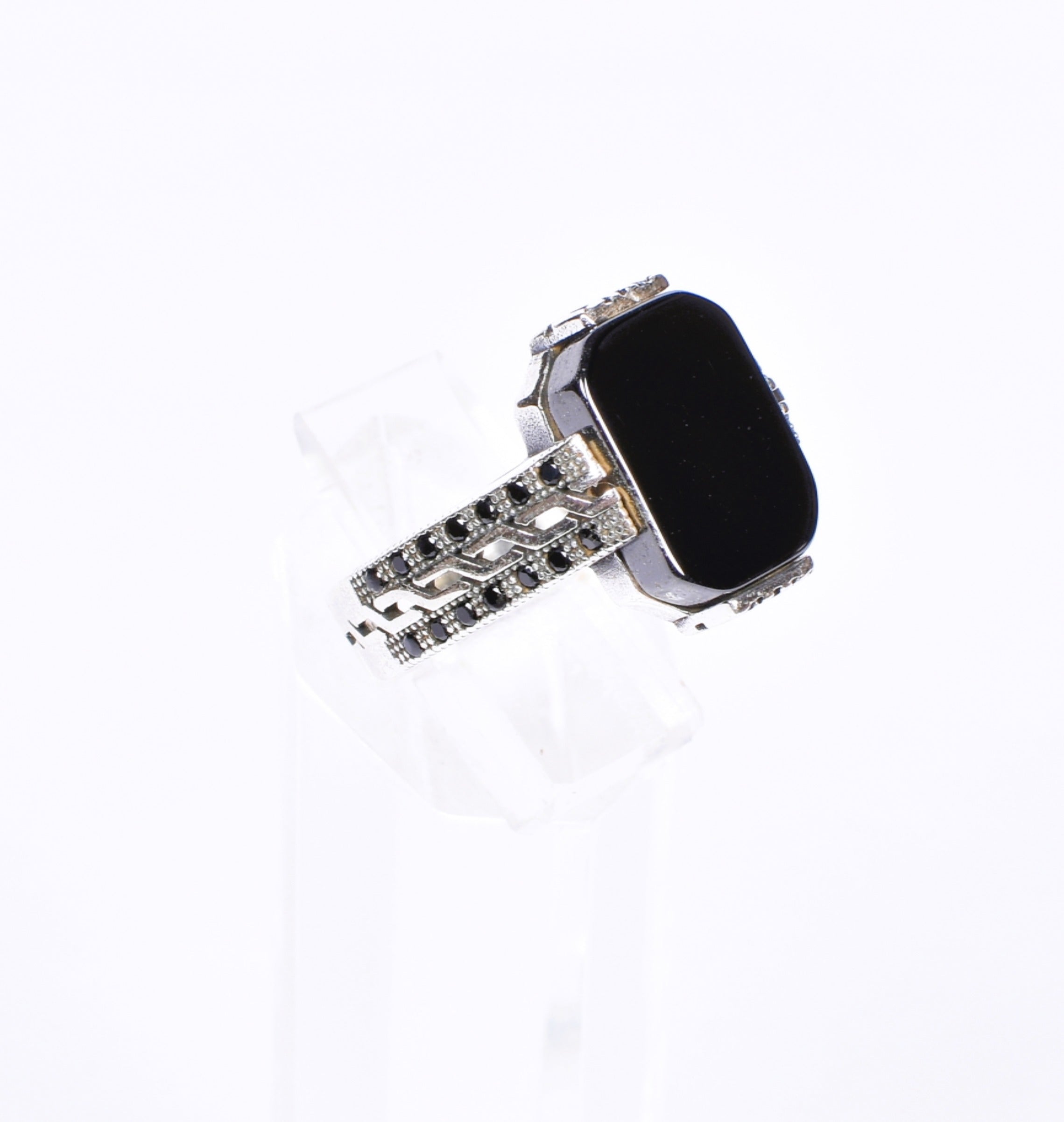Men’s Black Stone Silver Ring