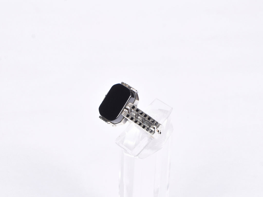 Men’s Black Stone Silver Ring