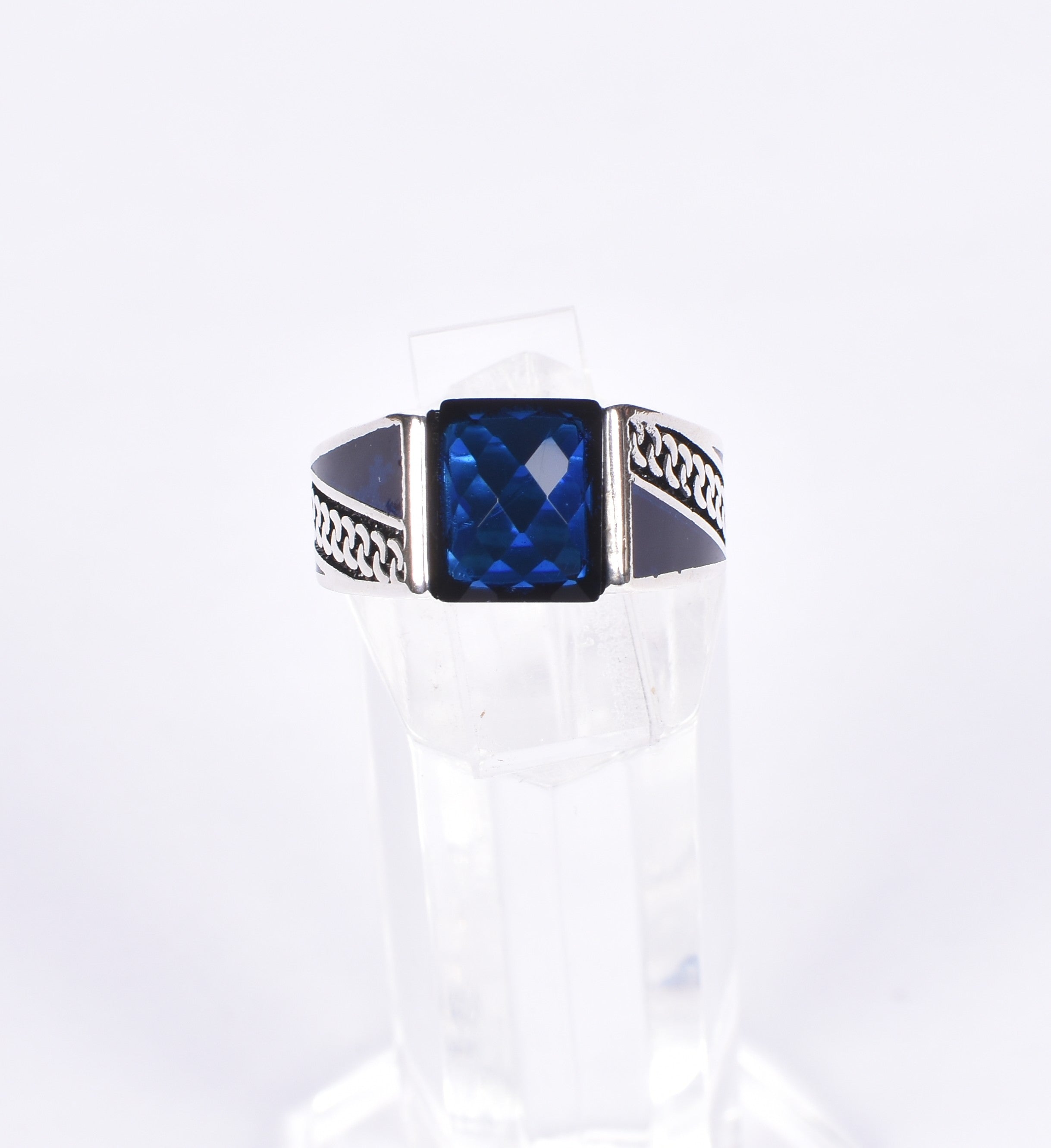 Men’s Blue Gem Silver Ring