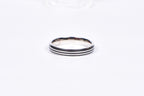 Men’s Silver Black Striped Band Ring