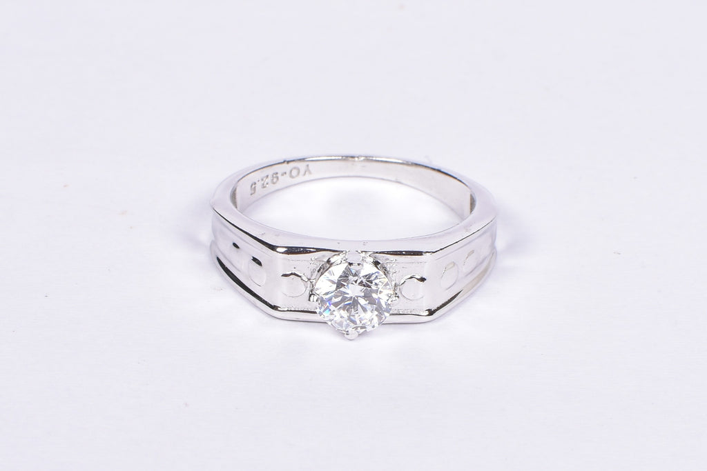 Men’s Sterling Silver Ring with CZ Stone