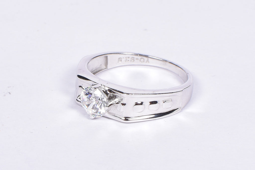 Men’s Sterling Silver Ring with CZ Stone