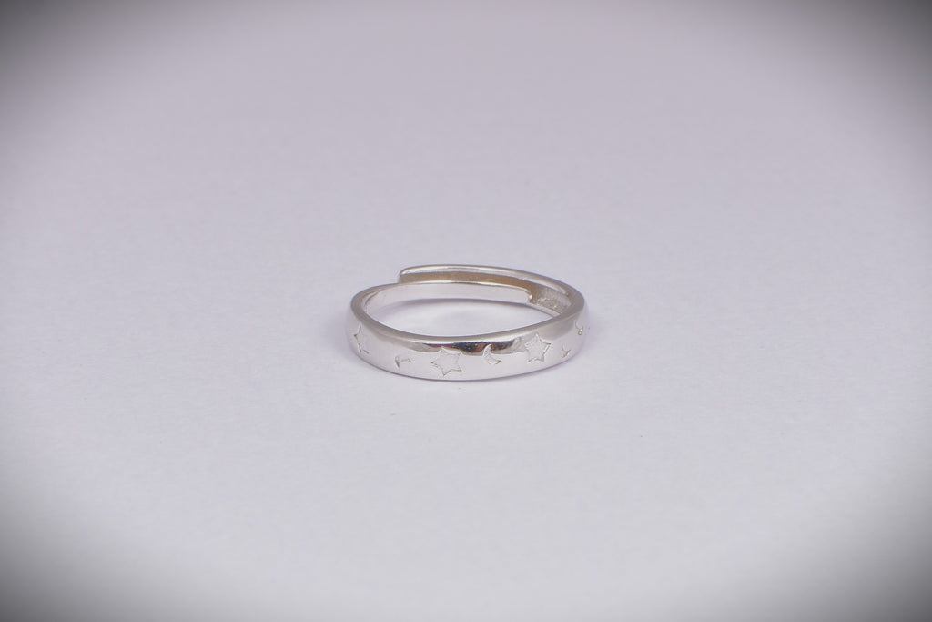 Adjustable Sterling Silver Star & Moon Ring