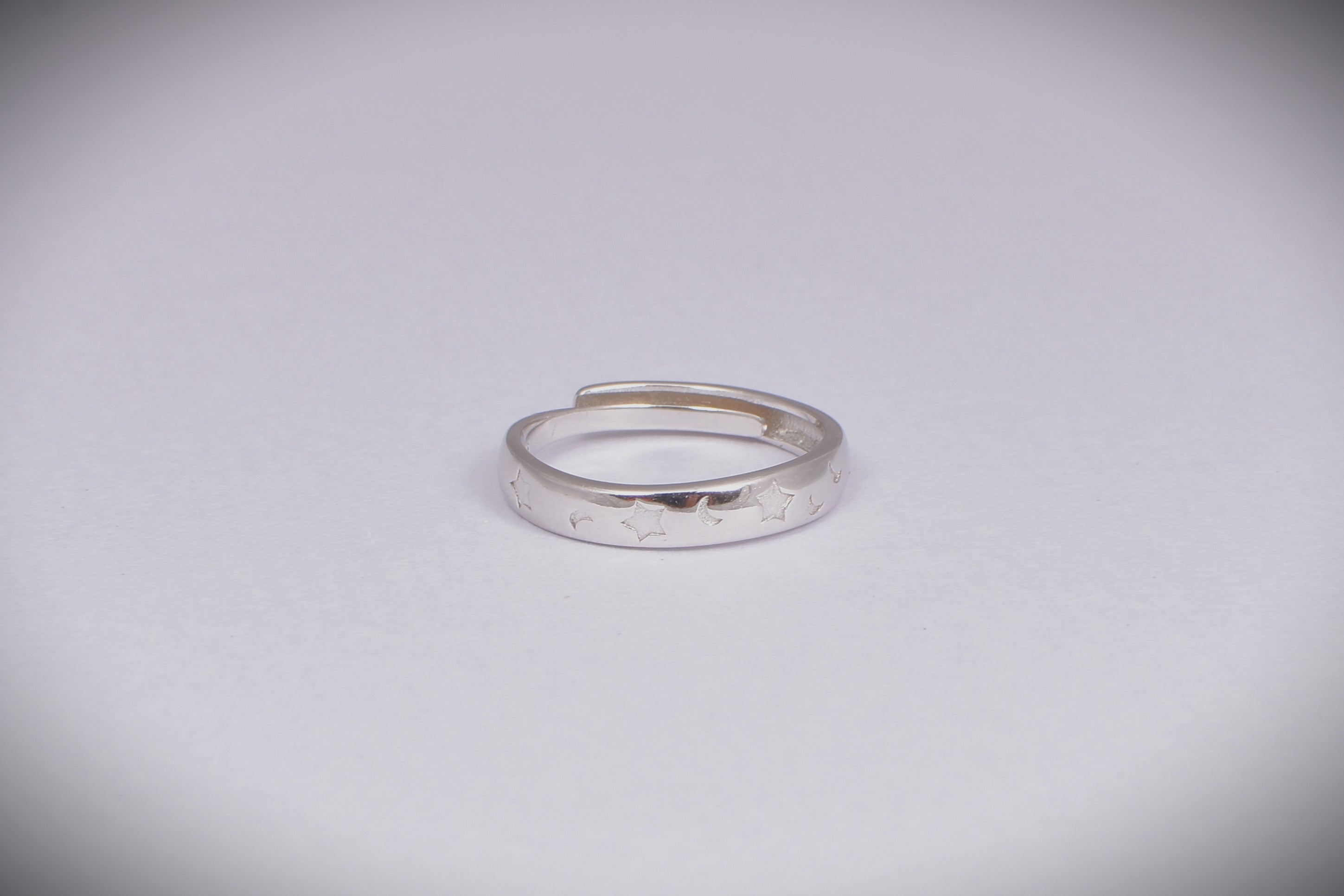 Adjustable Sterling Silver Star & Moon Ring
