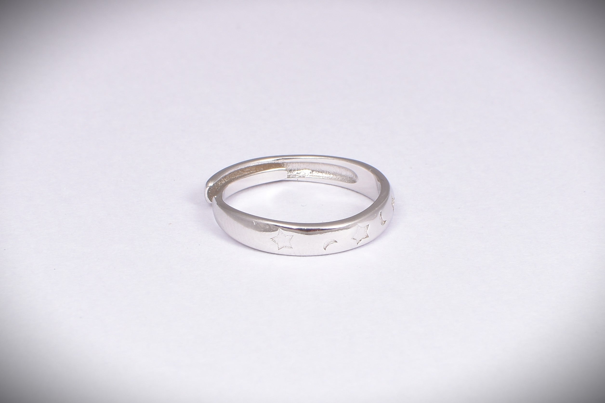 Adjustable Sterling Silver Star & Moon Ring