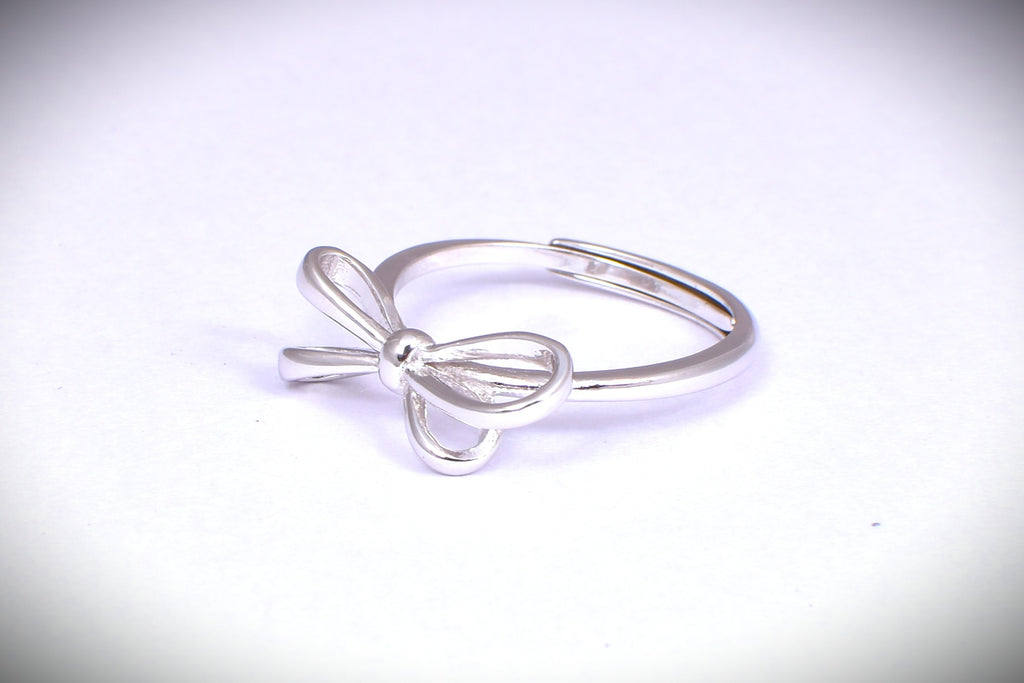 Adjustable Sterling Silver Bow Accent Ring