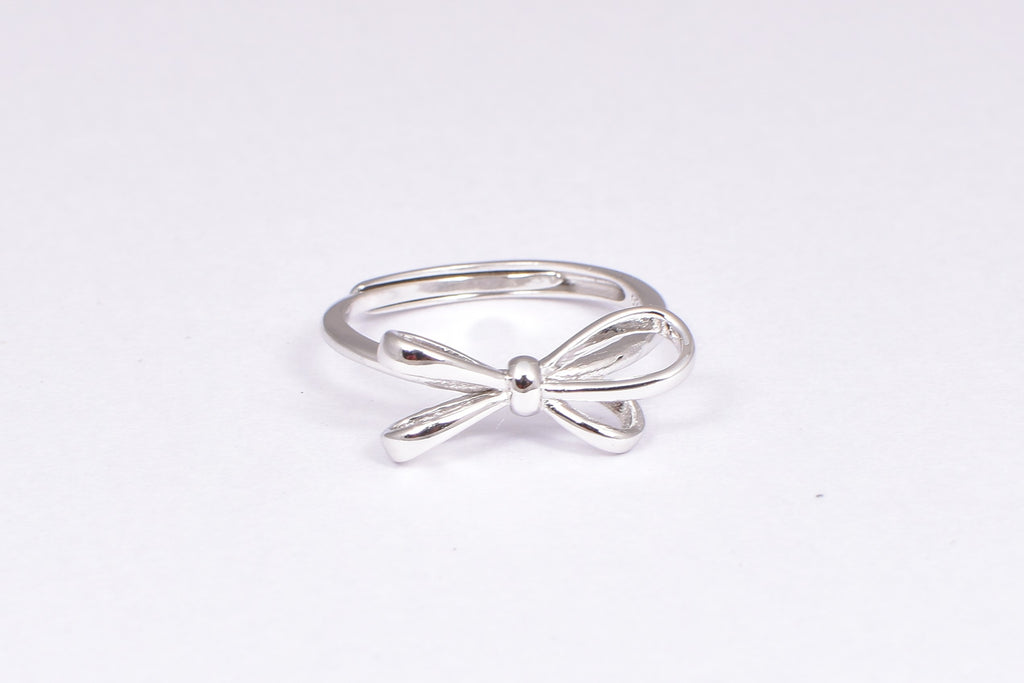 Adjustable Sterling Silver Bow Accent Ring