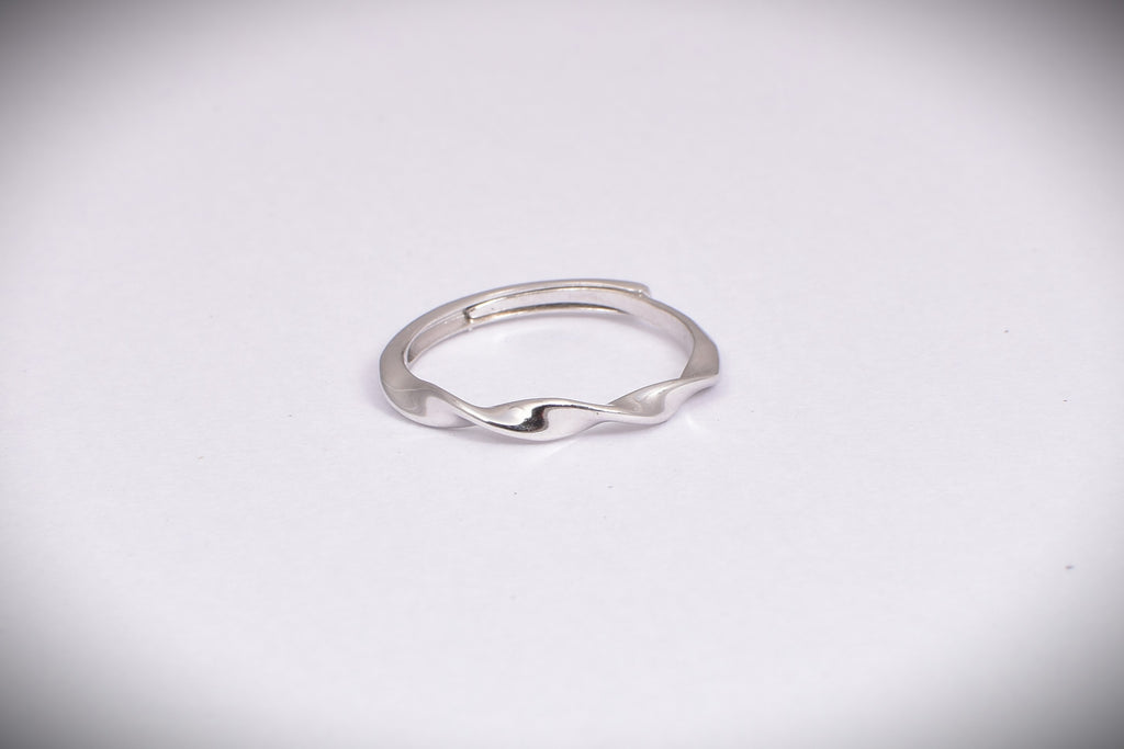 Adjustable Sterling Silver Wavy Band Ring