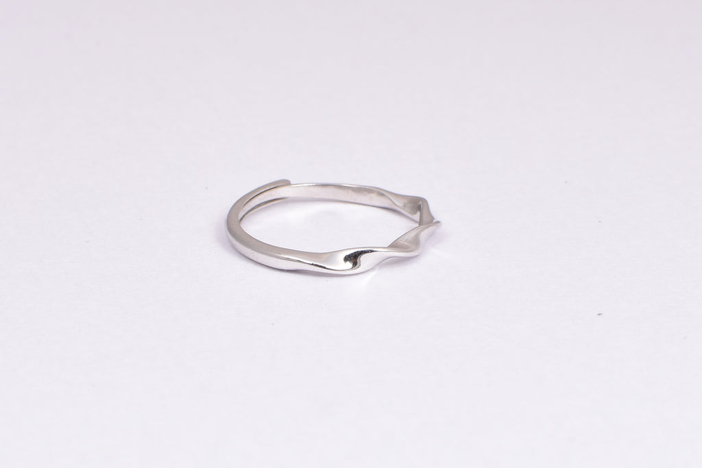 Adjustable Sterling Silver Wavy Band Ring