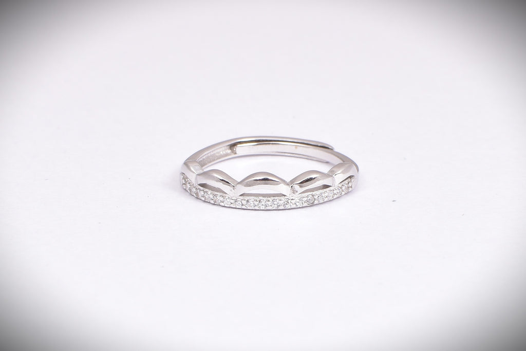 Sterling Silver Stone-Studded Adjustable Ring