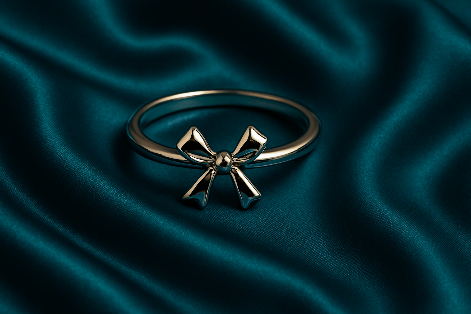 Delicate Silver Bow Accent Ring for Women