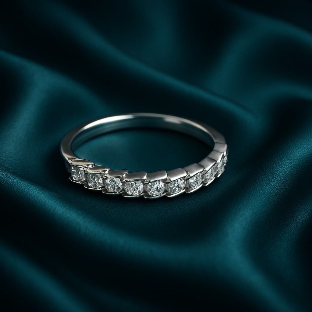 Silver Chain Link CZ Accent Ring