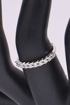 Silver Chain Link CZ Accent Ring